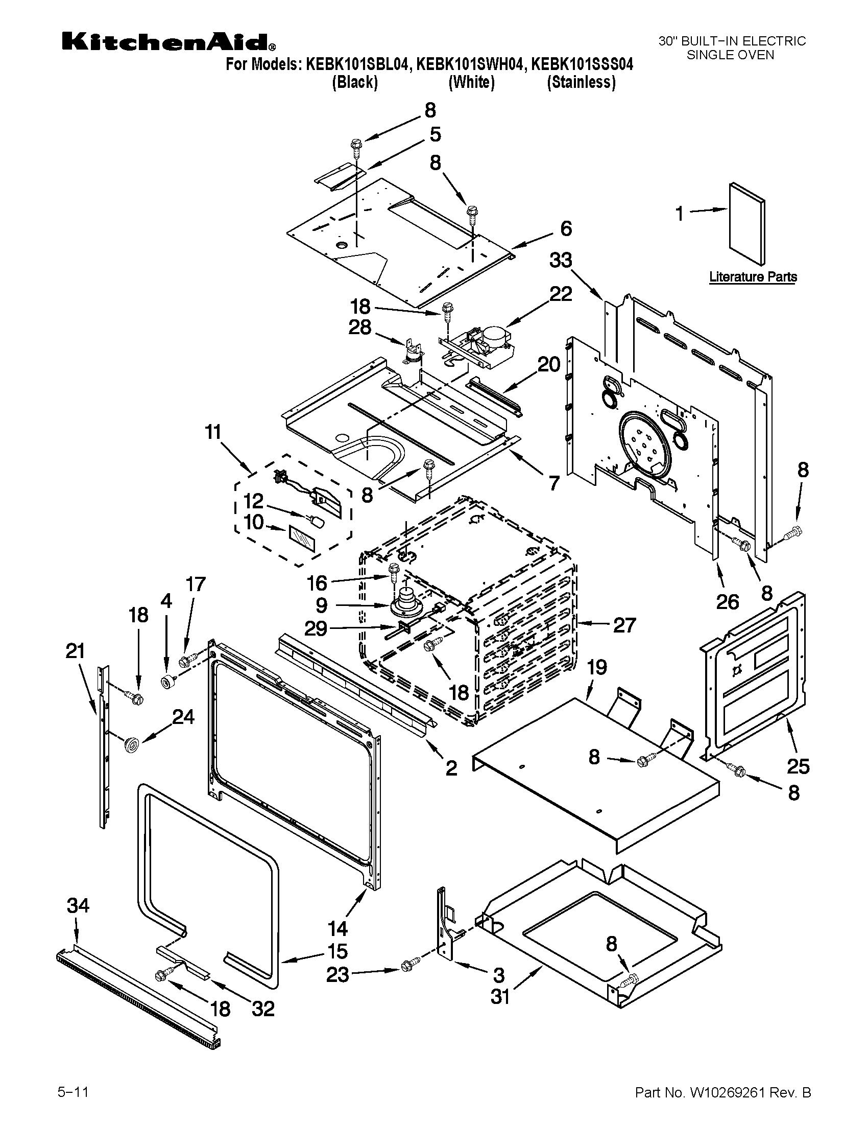 KitchenAid KEBK101SSS04 oven parts diagram