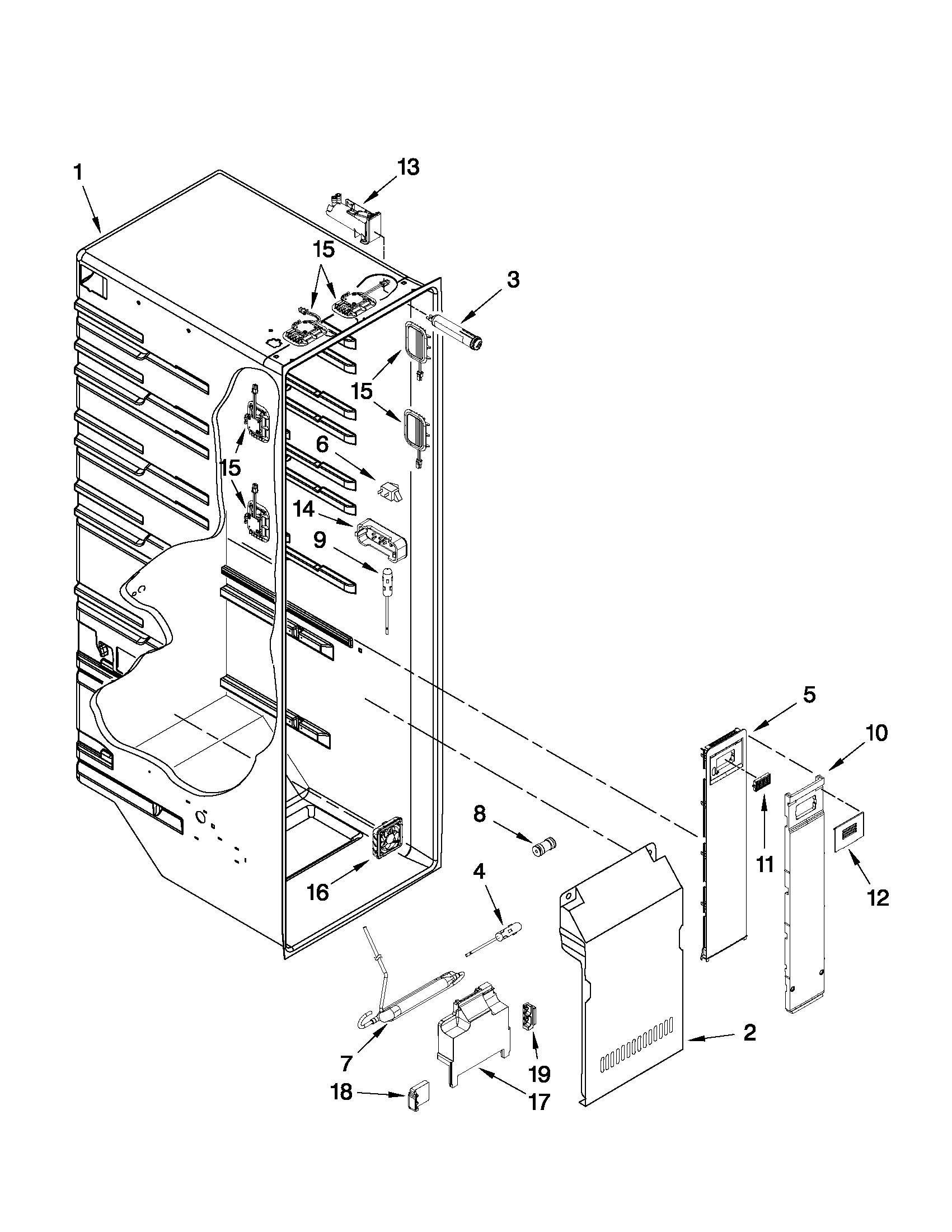 Whirlpool BRS80ARANA00 refrigerator liner parts diagram