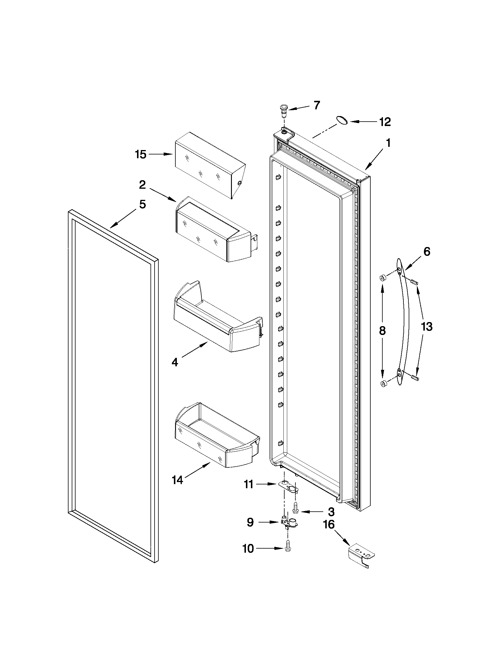 Whirlpool BRS80ARANA00 refrigerator door parts diagram