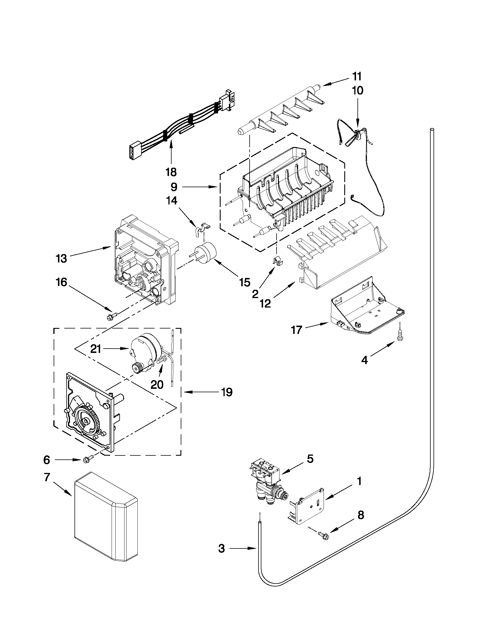 Whirlpool BRS80ARANA00 icemaker parts diagram