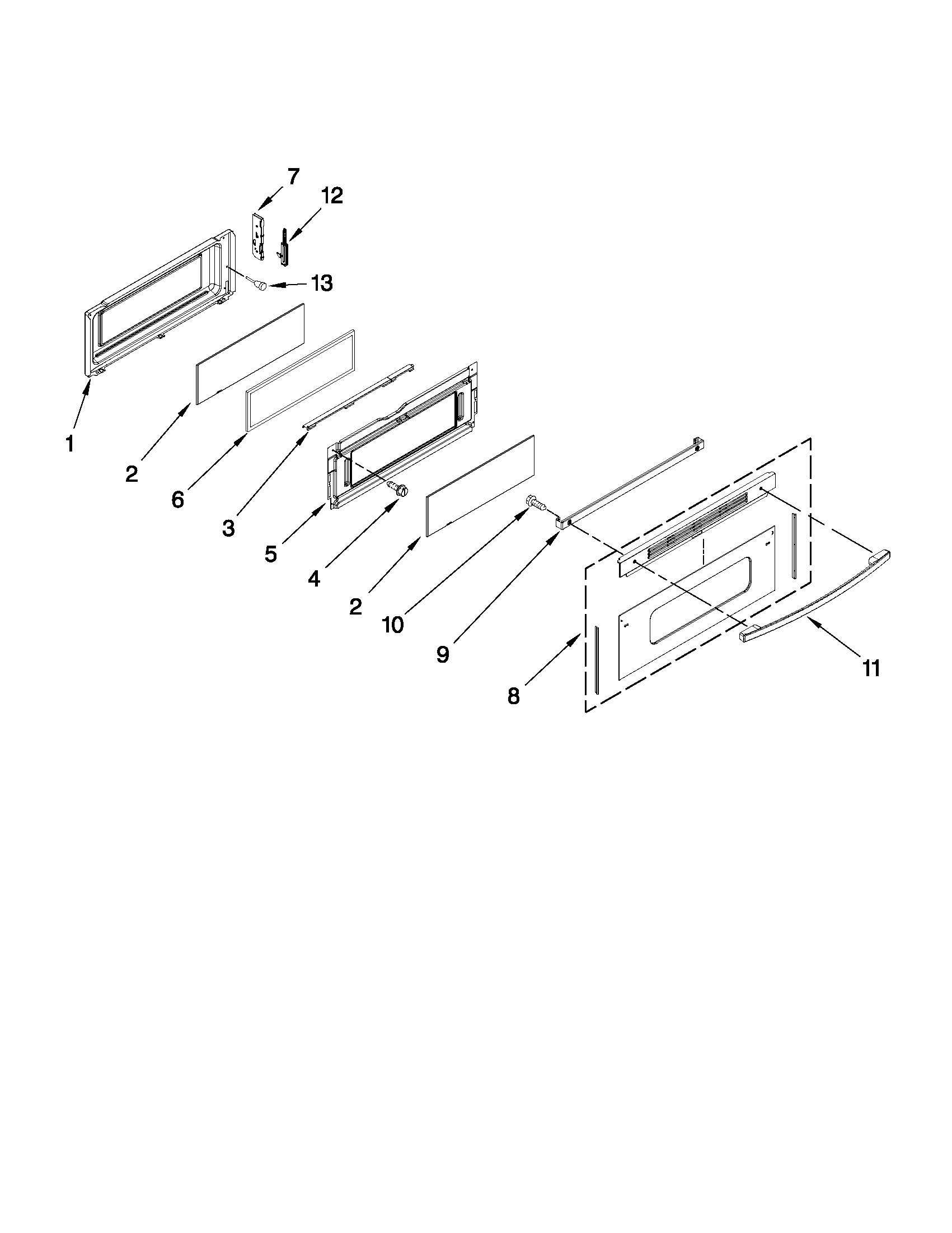 Whirlpool GGG390LXQ00 upper door parts diagram