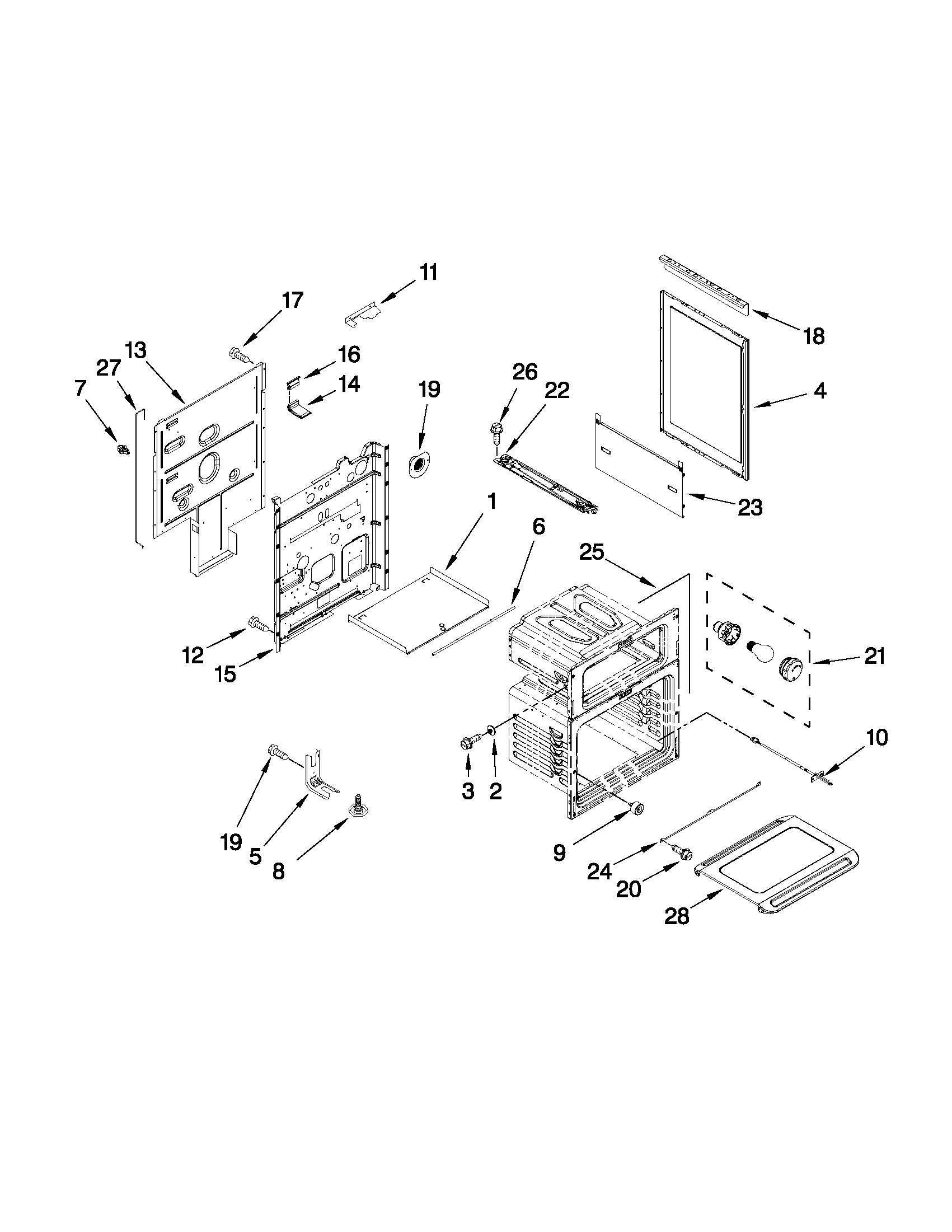 Whirlpool GGG388LXQ01 chassis parts diagram