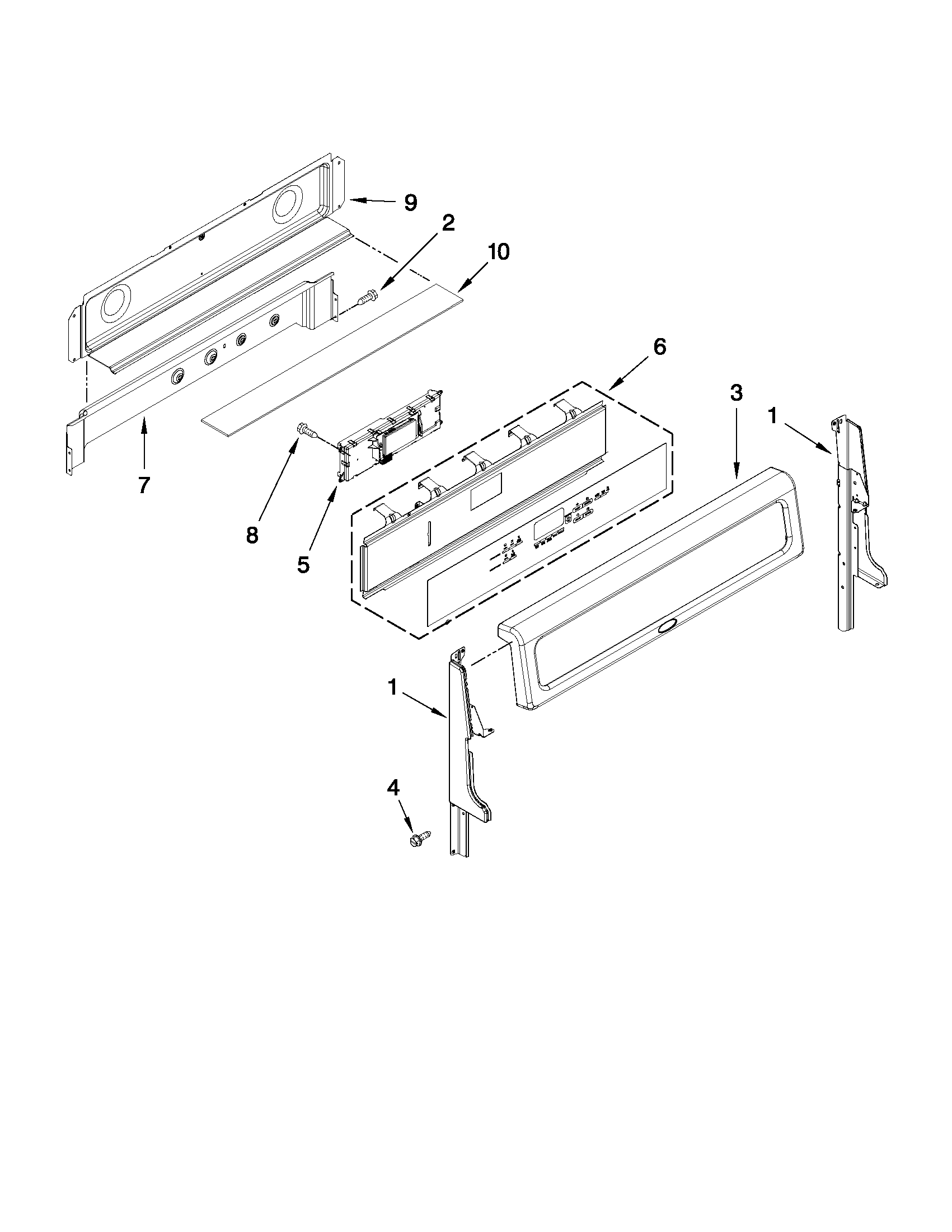 Whirlpool GGG390LXB01 control panel parts diagram
