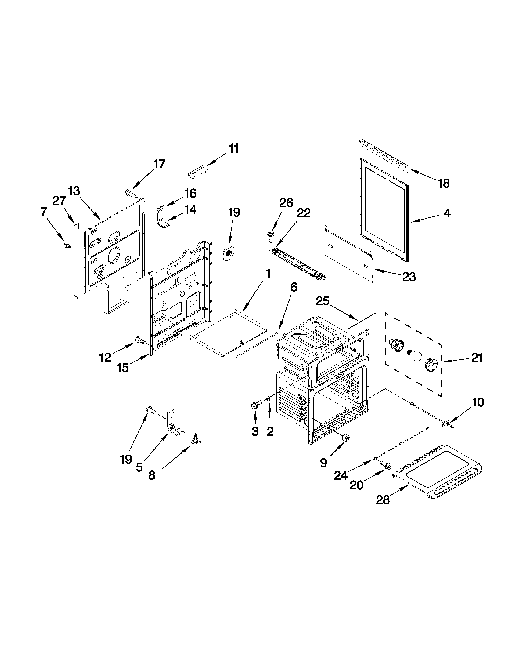 Whirlpool GGG390LXB01 chassis parts diagram