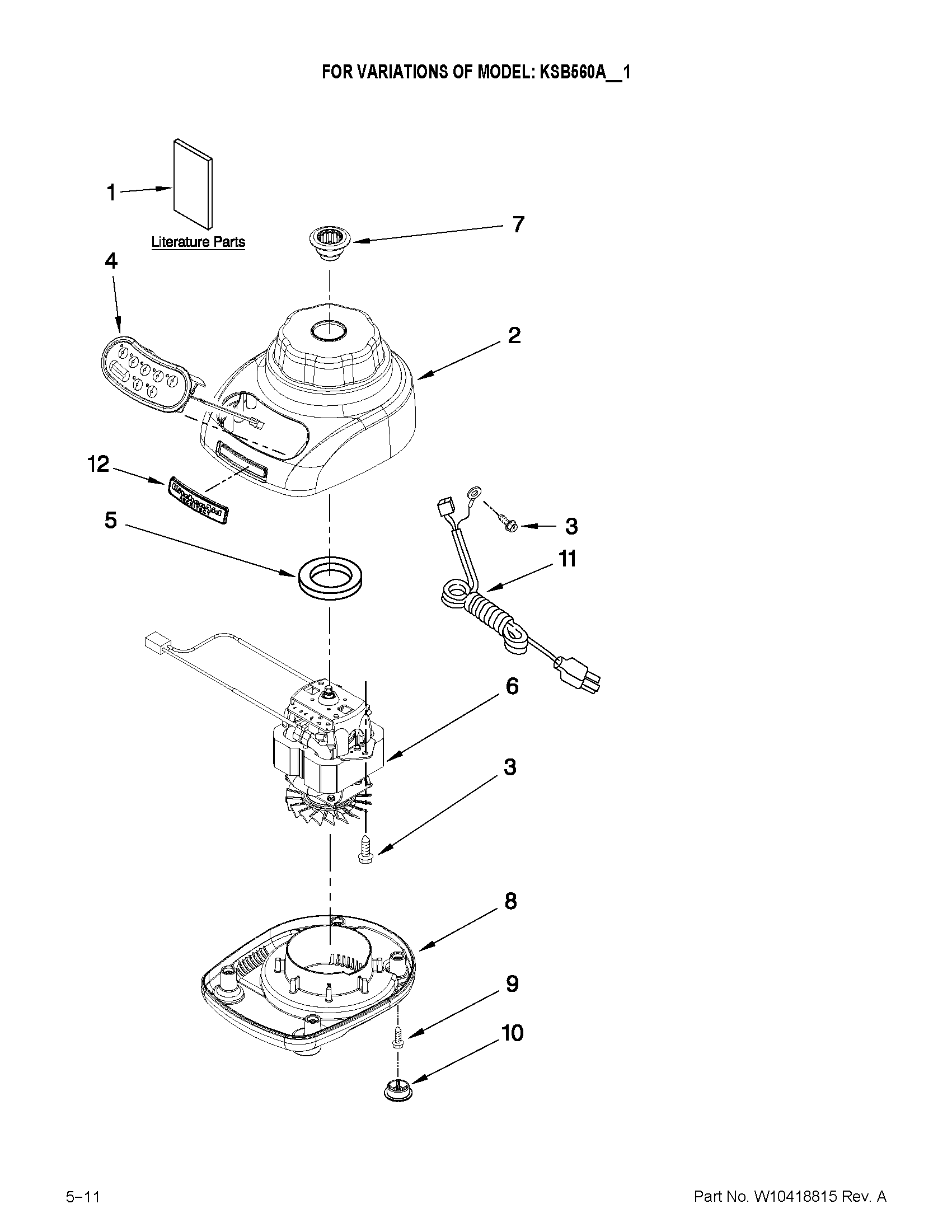 KitchenAid KSB560ACS1 unit parts diagram