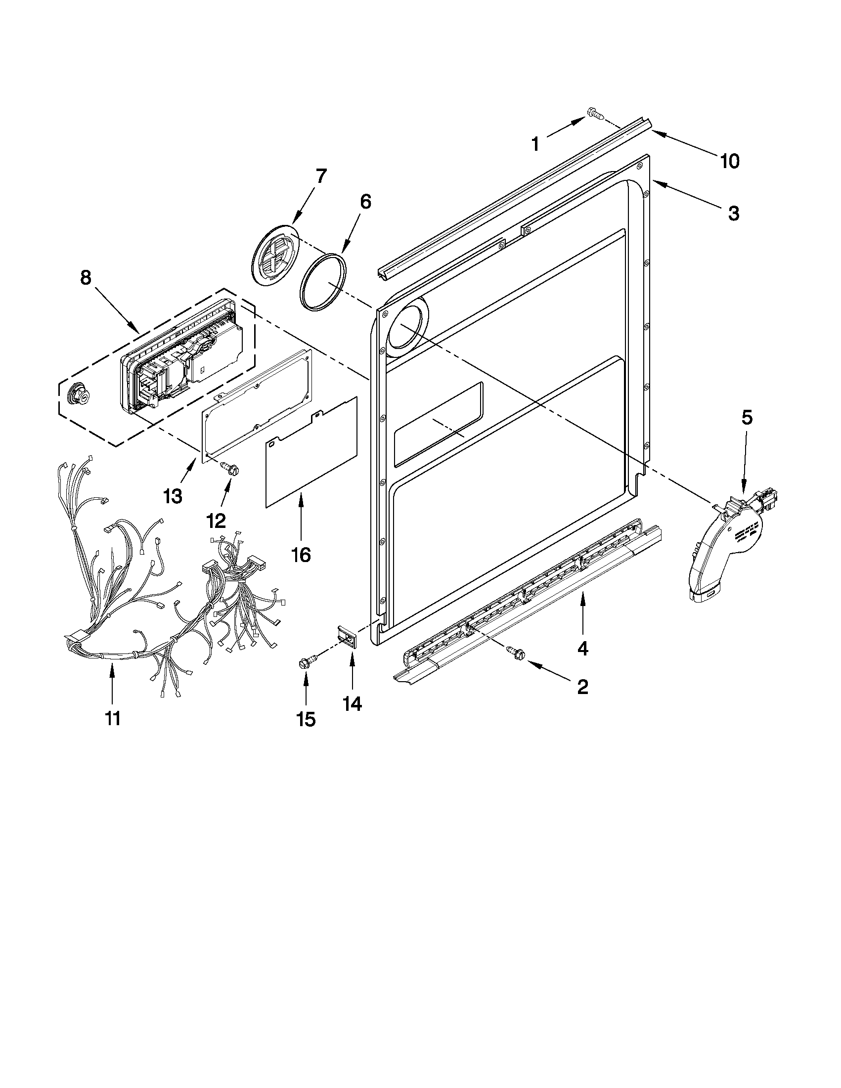 KitchenAid KUDS30CXWH2 inner door parts diagram