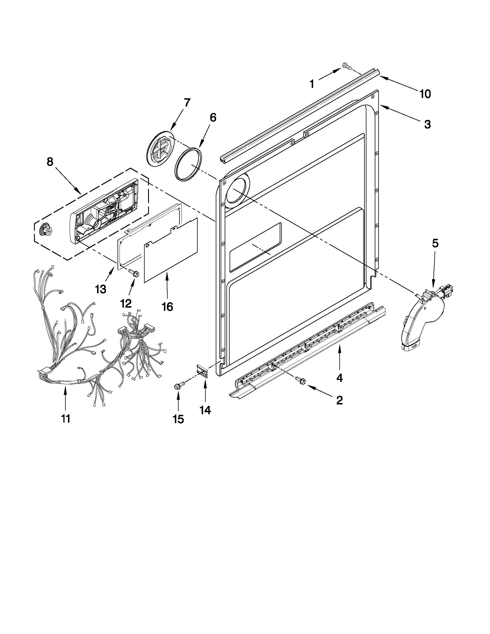 KitchenAid KUDE40FXSP2 inner door parts diagram