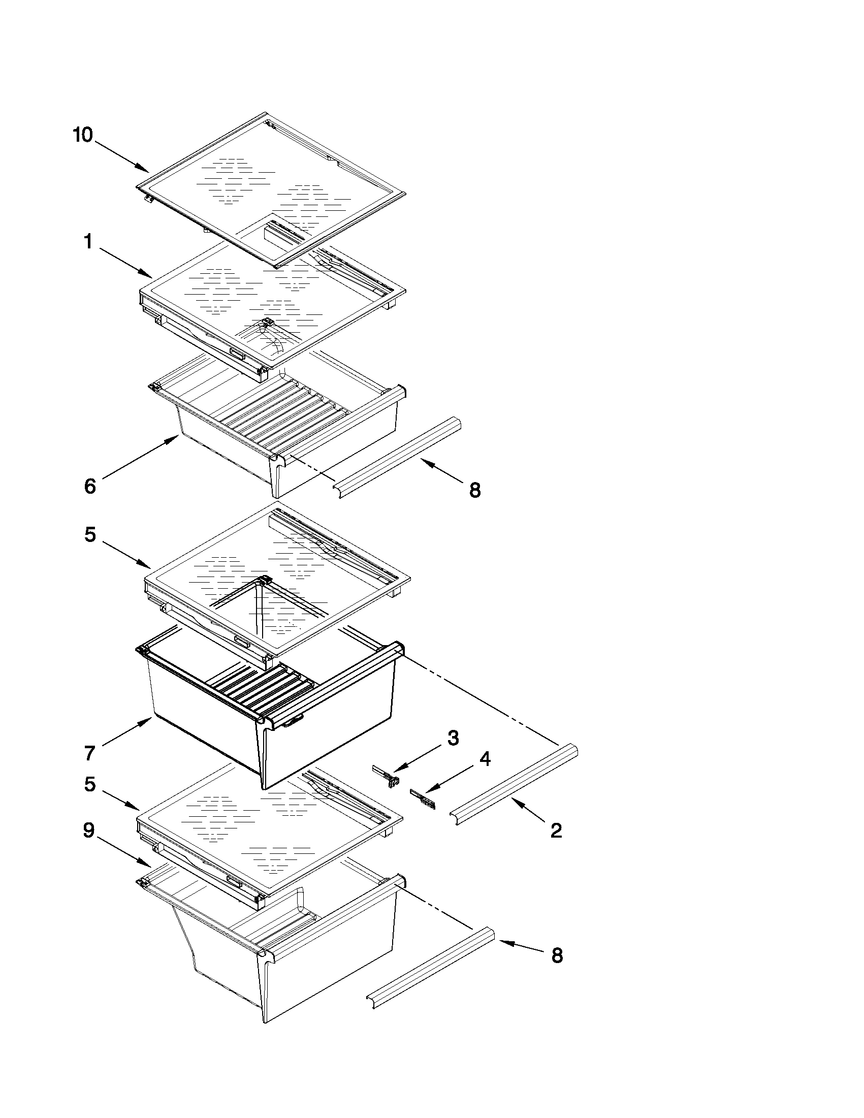 Whirlpool 6WSC20C6XY04 refrigerator shelf parts diagram