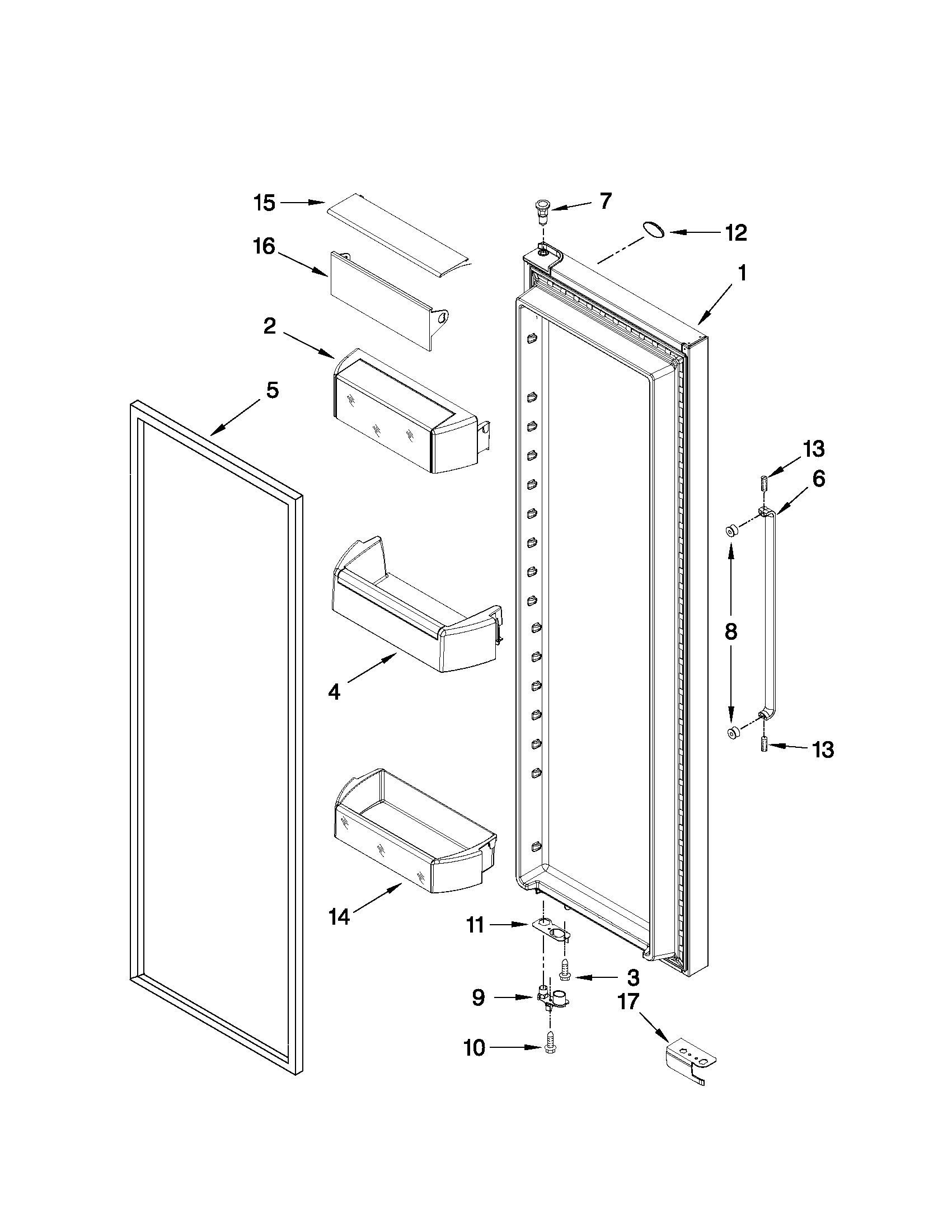 Whirlpool 6WSC20C6XY04 refrigerator door parts diagram