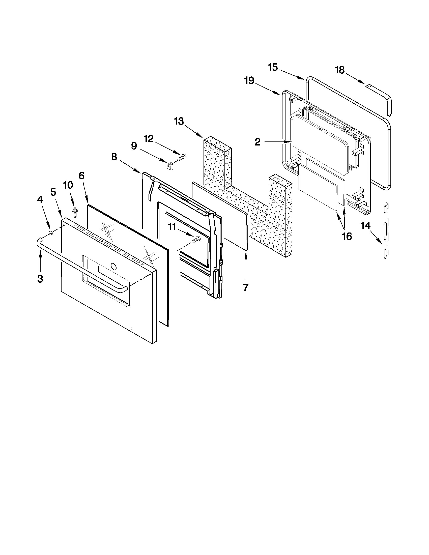 Maytag CWE4800ACB25 oven door parts diagram