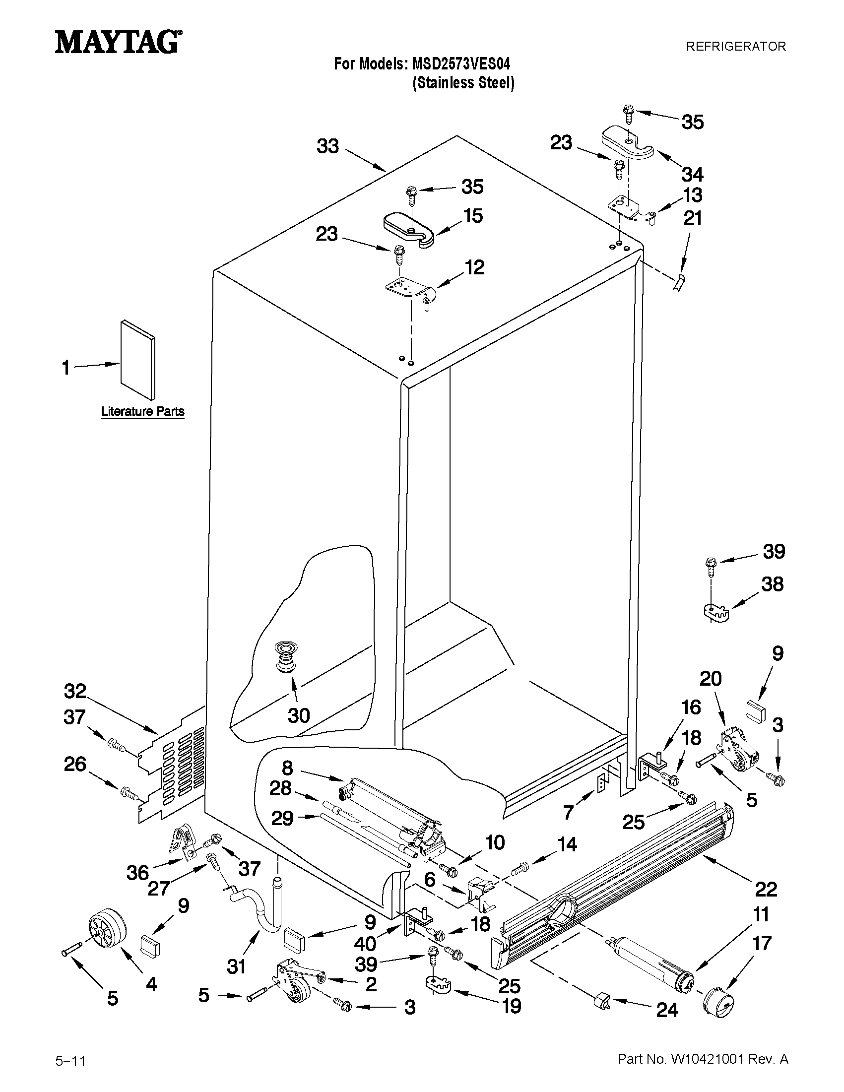 Maytag MSD2573VES04 cabinet parts diagram