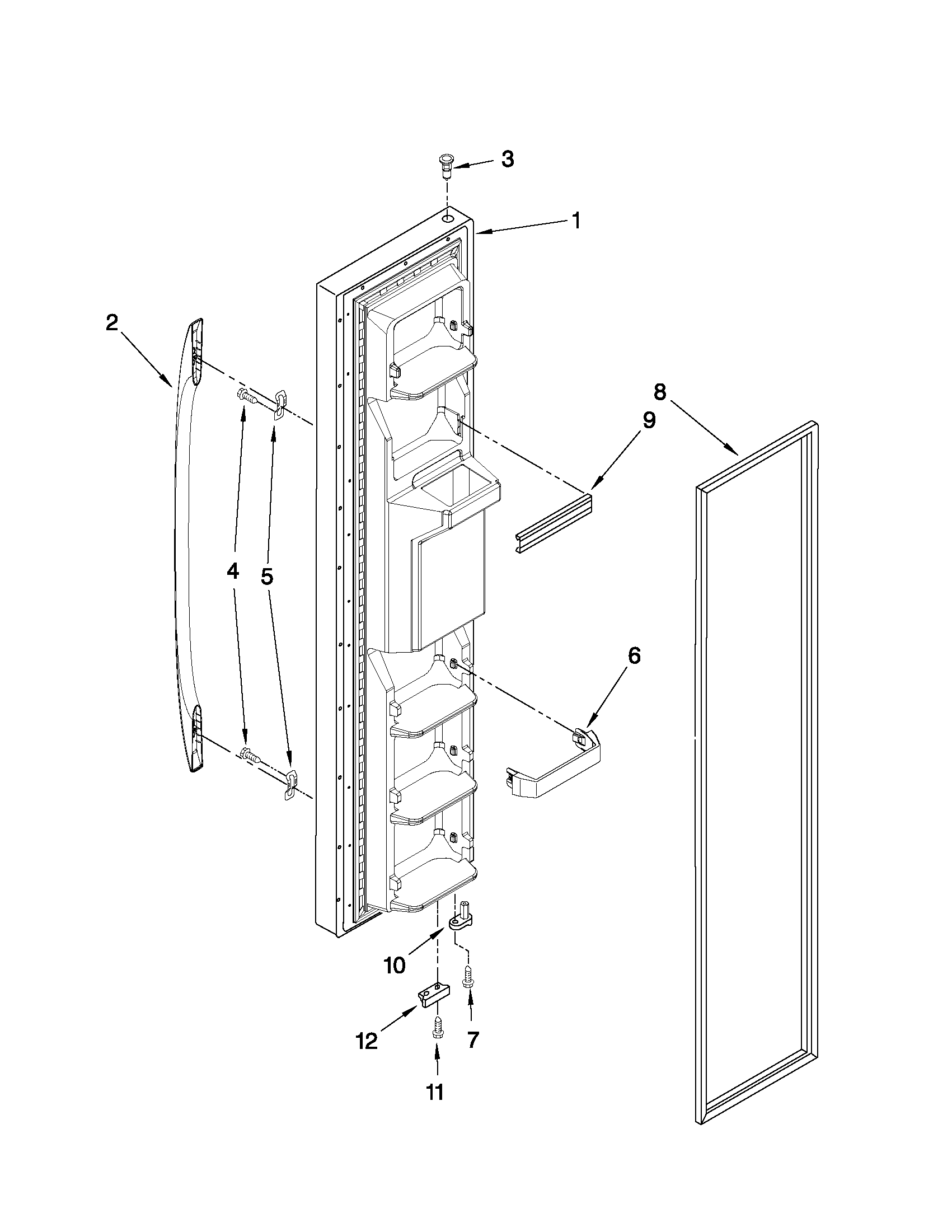 Maytag MSD2573VES04 freezer door parts diagram