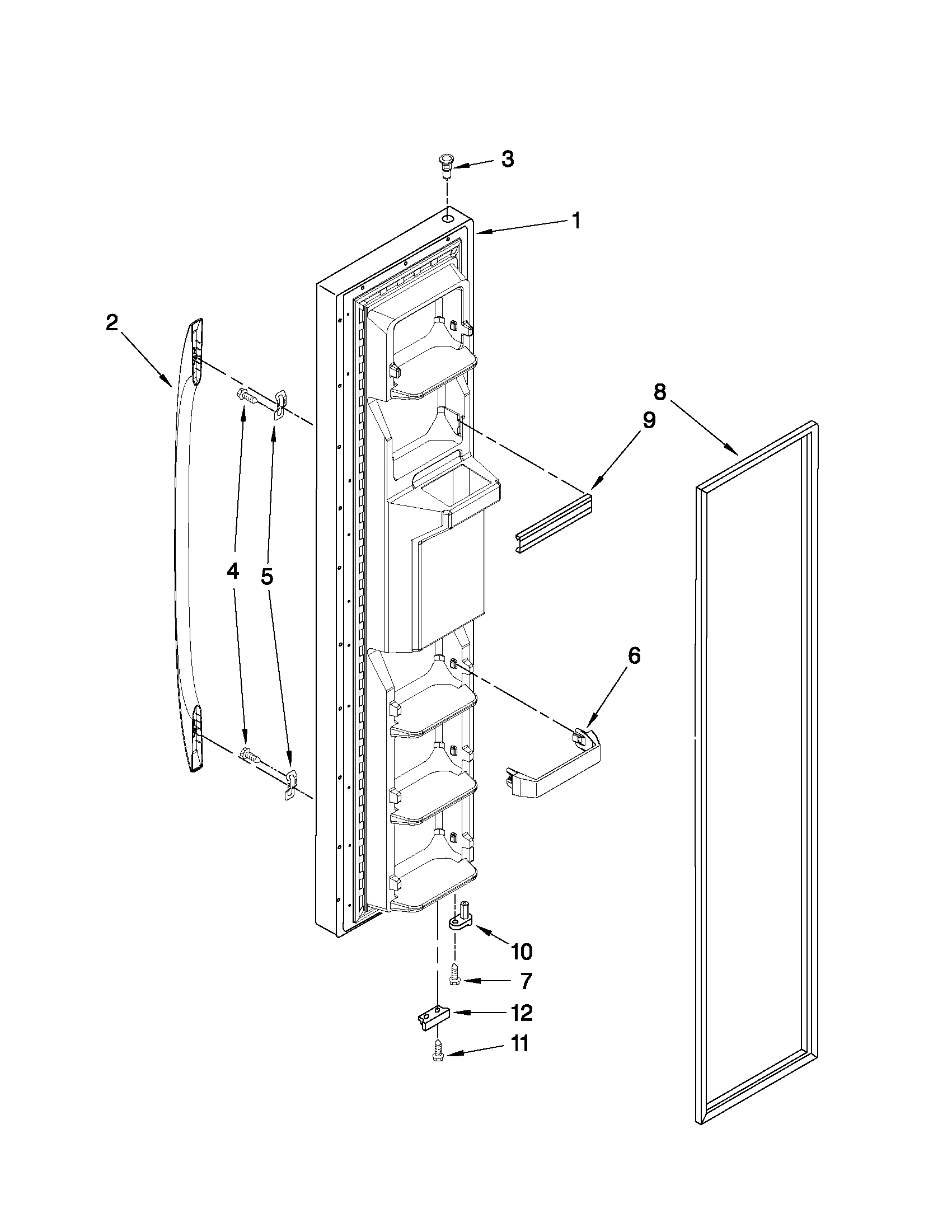 Maytag MSD2573VEW02 freezer door parts diagram