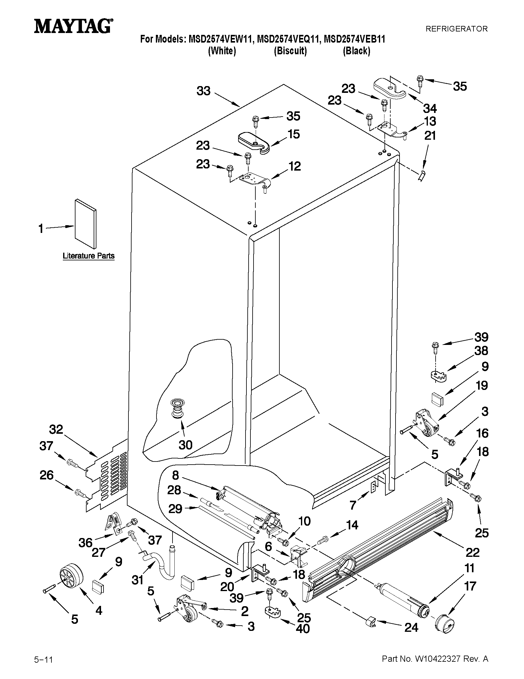 Maytag MSD2574VEB11 cabinet parts diagram