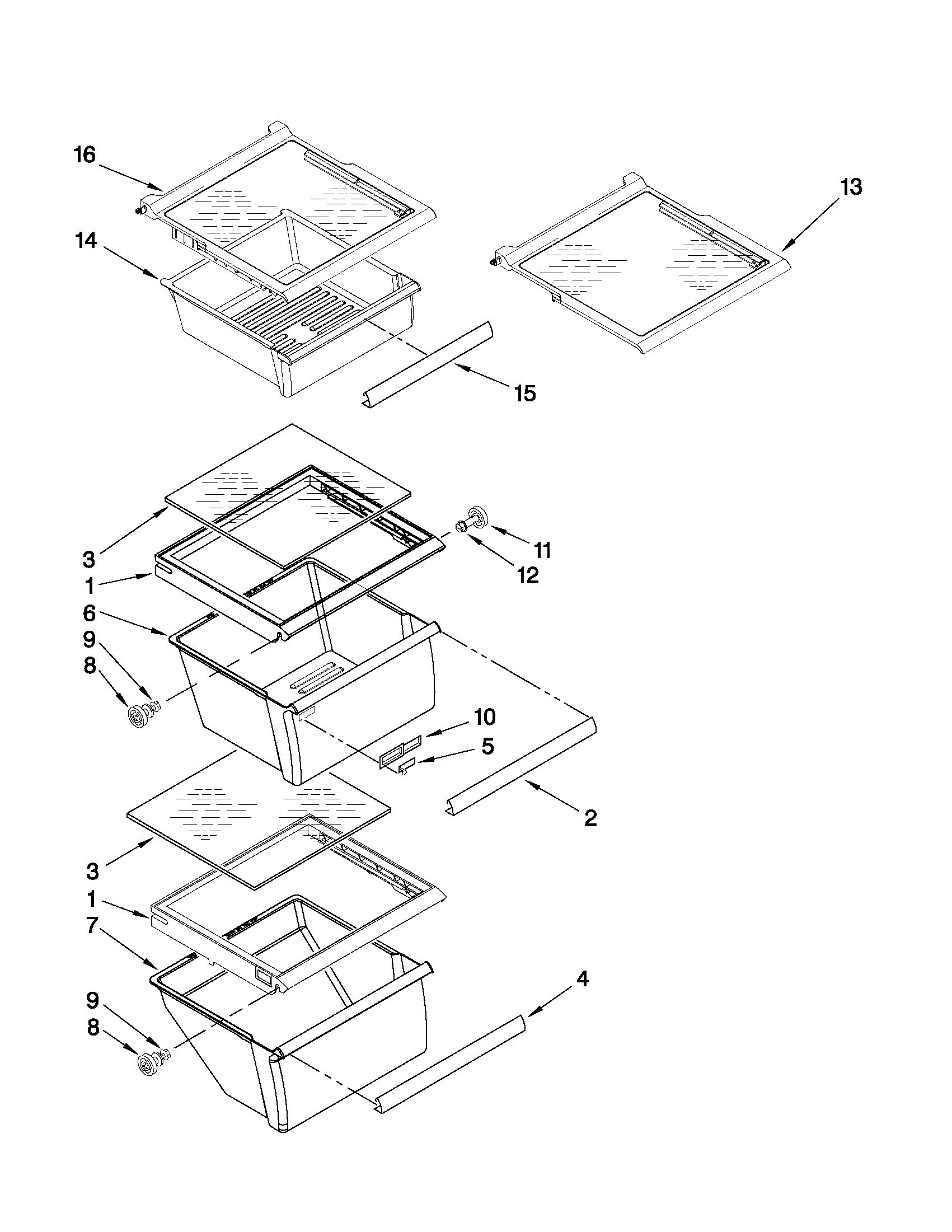 Maytag MSD2574VEB11 refrigerator shelf parts diagram