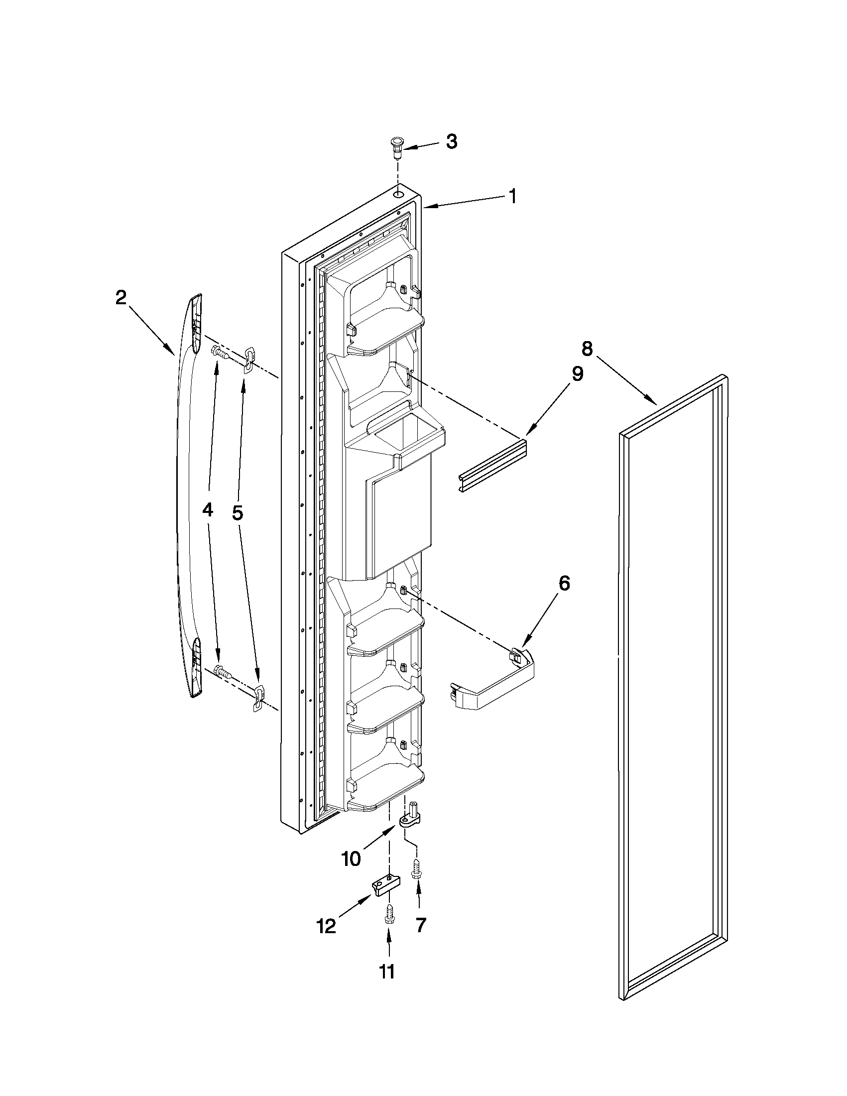 Maytag MSD2574VEB11 freezer door parts diagram