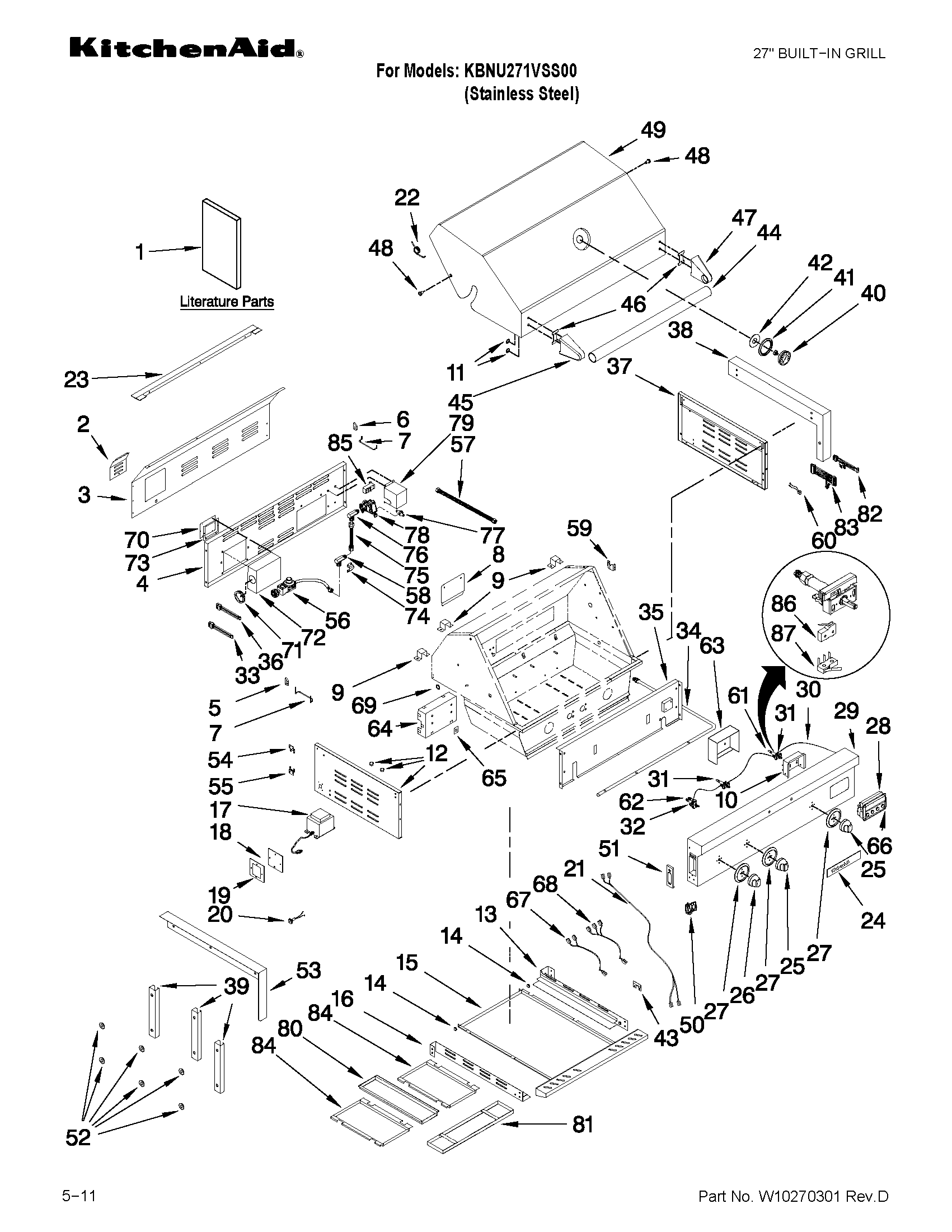 KitchenAid KBNU271VSS00 grill parts diagram