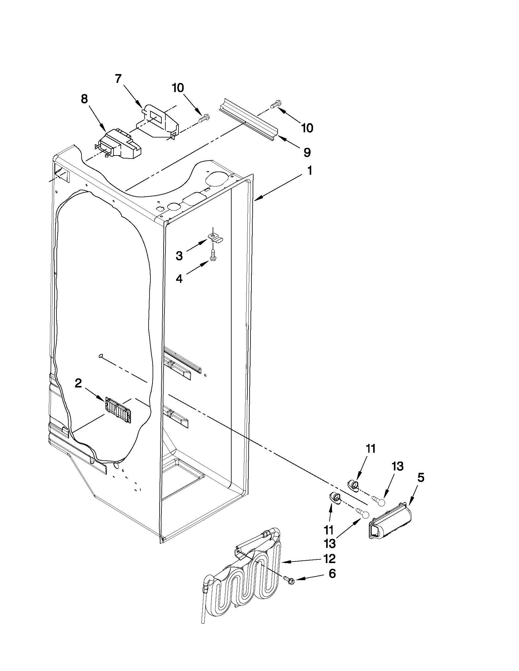 Whirlpool ED5PVEXWS01 refrigerator liner parts diagram
