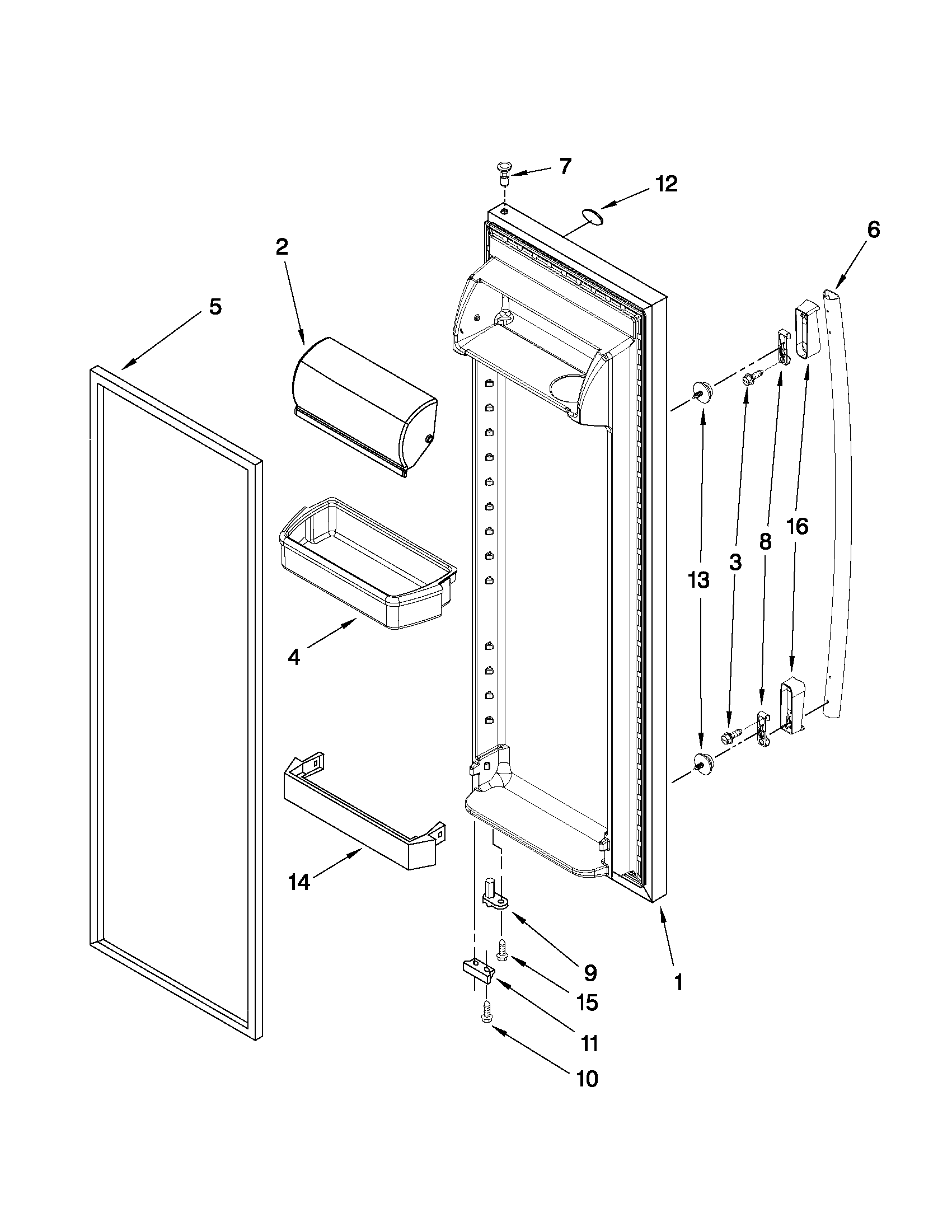 Whirlpool ED5PVEXWS01 refrigerator door parts diagram