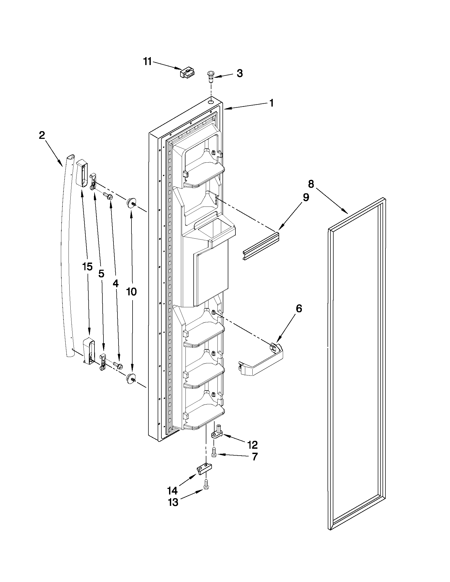 Whirlpool ED5PVEXWS01 freezer door parts diagram