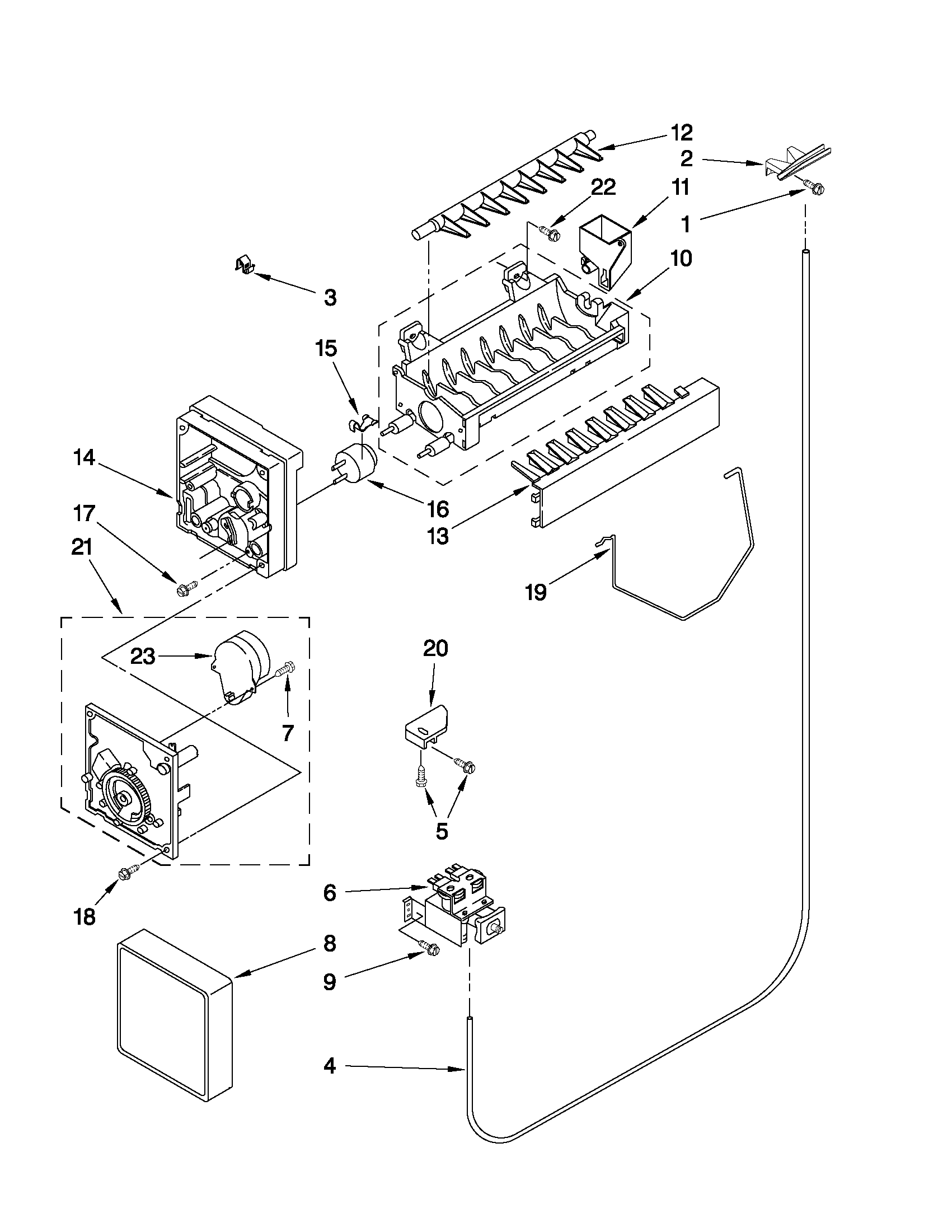 Whirlpool ED5PVEXWS01 icemaker parts diagram