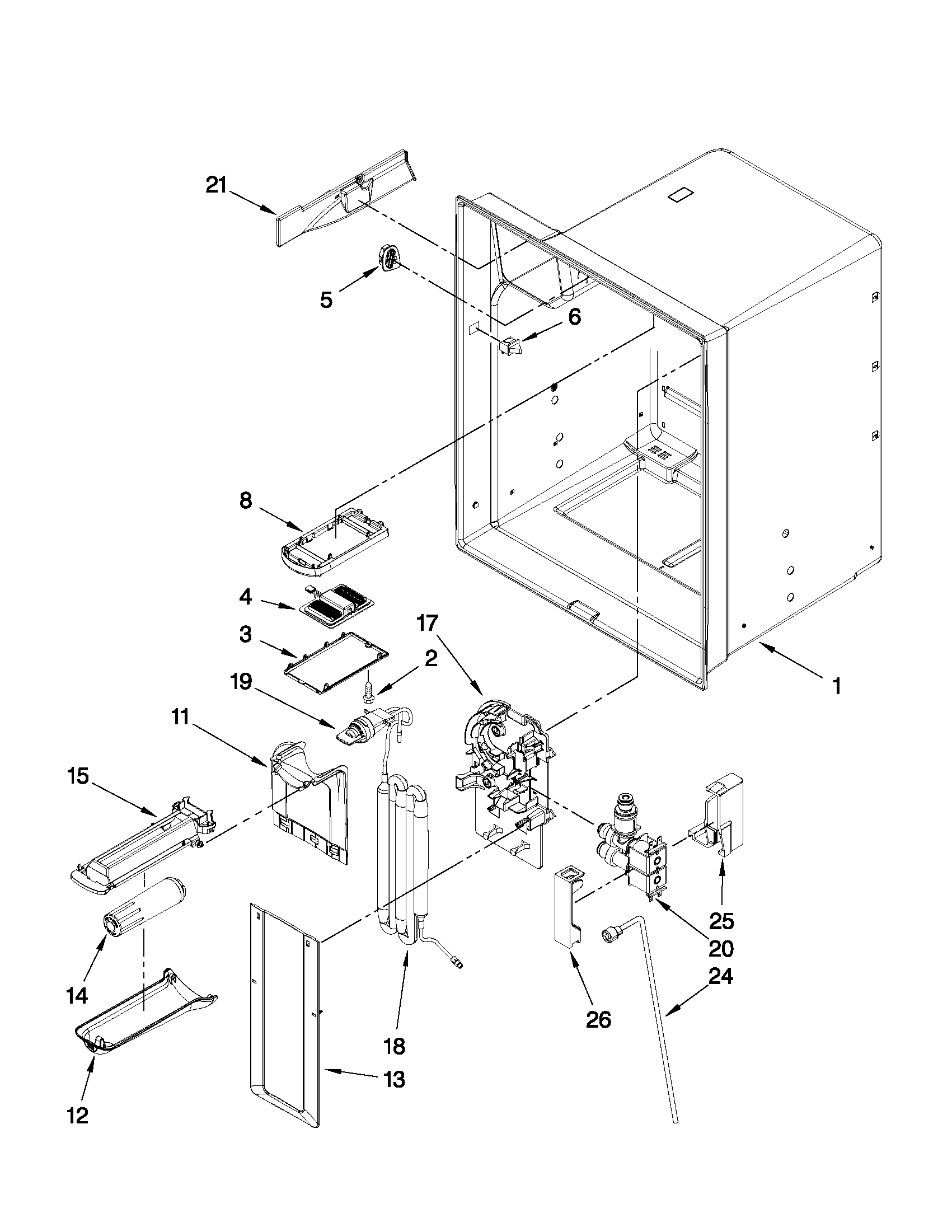 KitchenAid KFXL25RYMS1 refrigerator liner parts diagram
