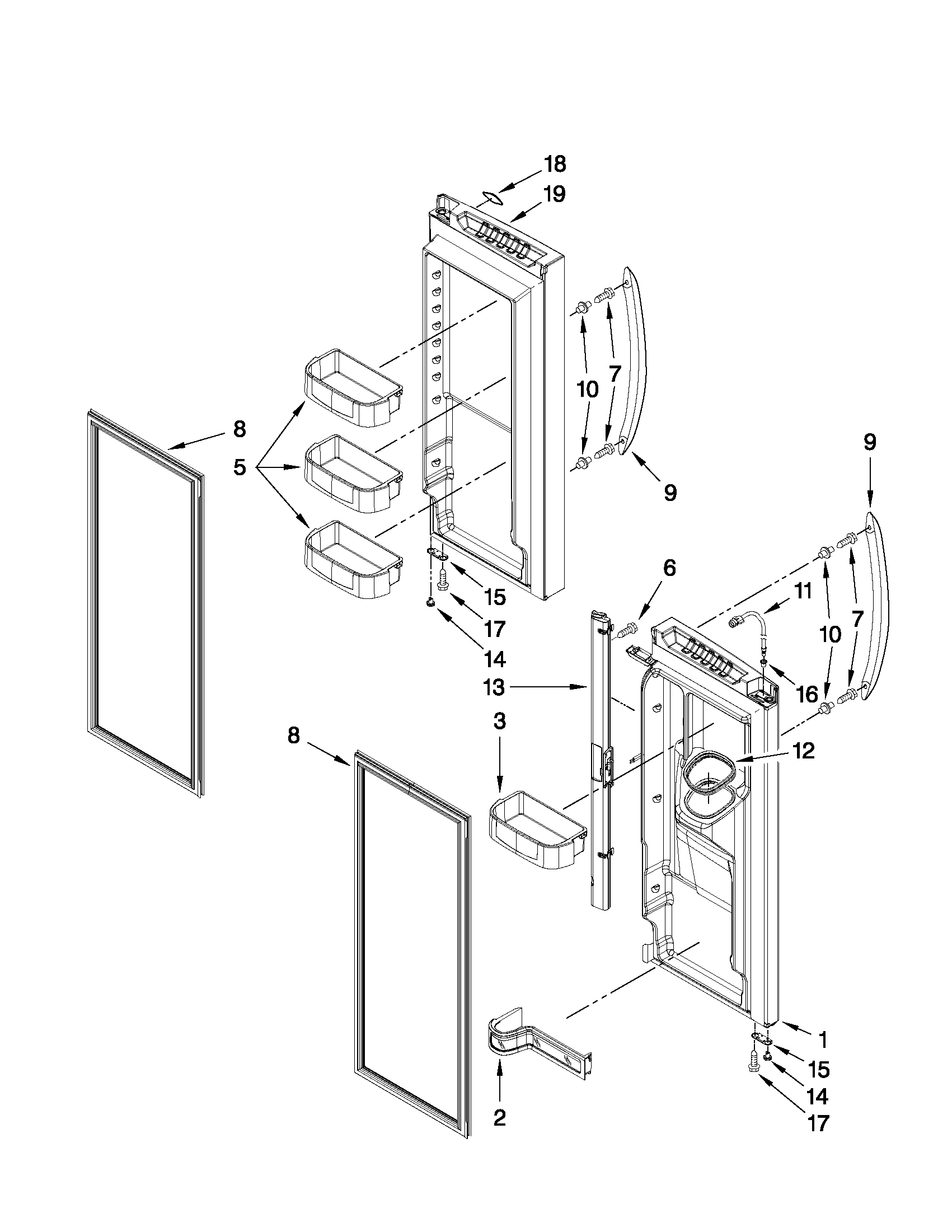 KitchenAid KFXL25RYMS1 refrigerator door parts diagram