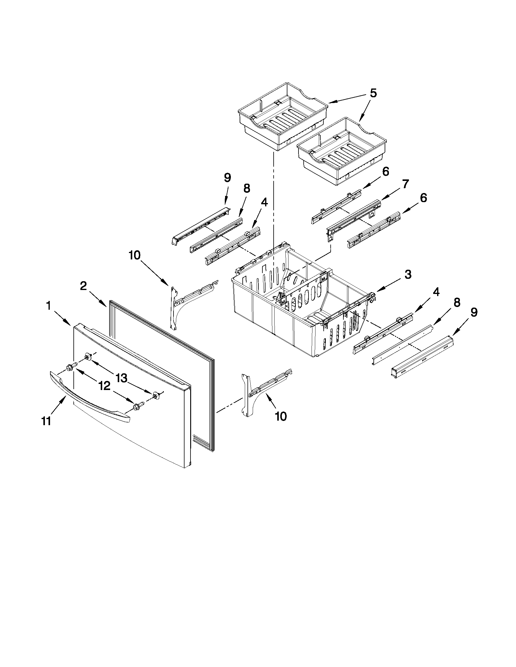 KitchenAid KFXL25RYMS1 freezer door parts diagram