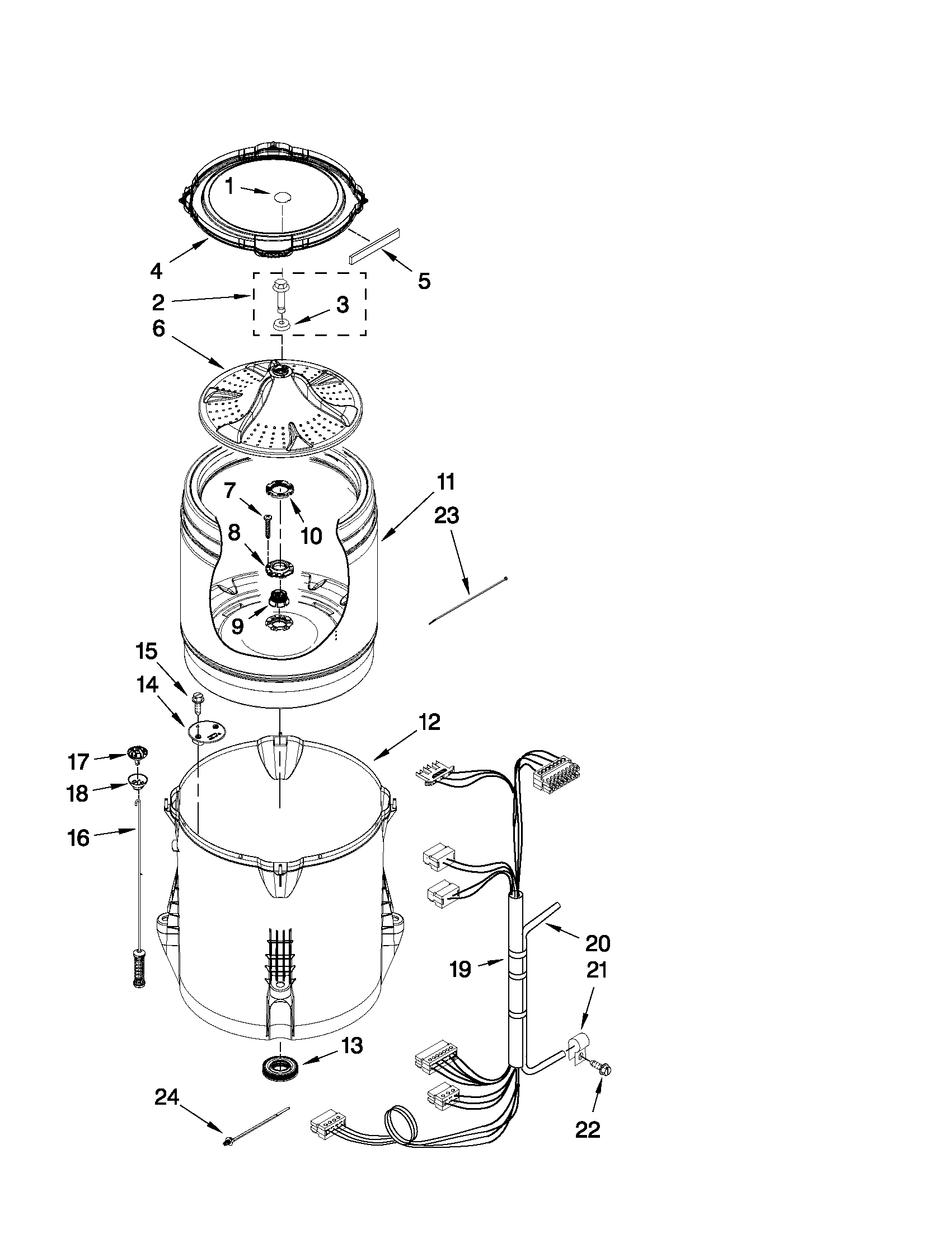 Crosley CAW12444XW1 basket and tub parts diagram