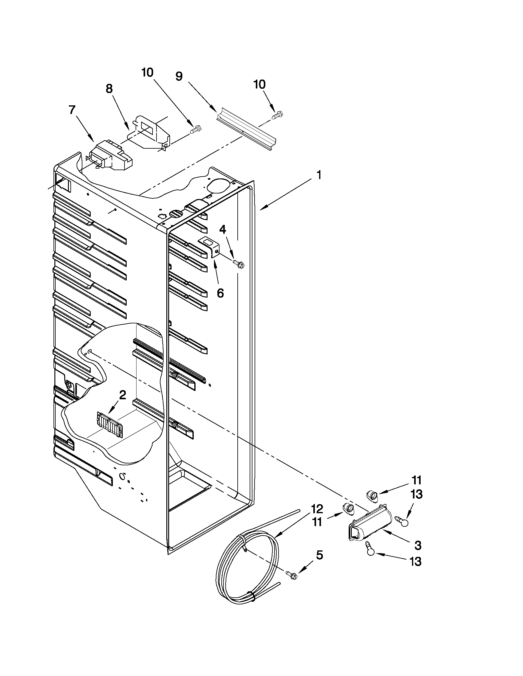 Whirlpool ED5KVEXVL03 refrigerator liner parts diagram