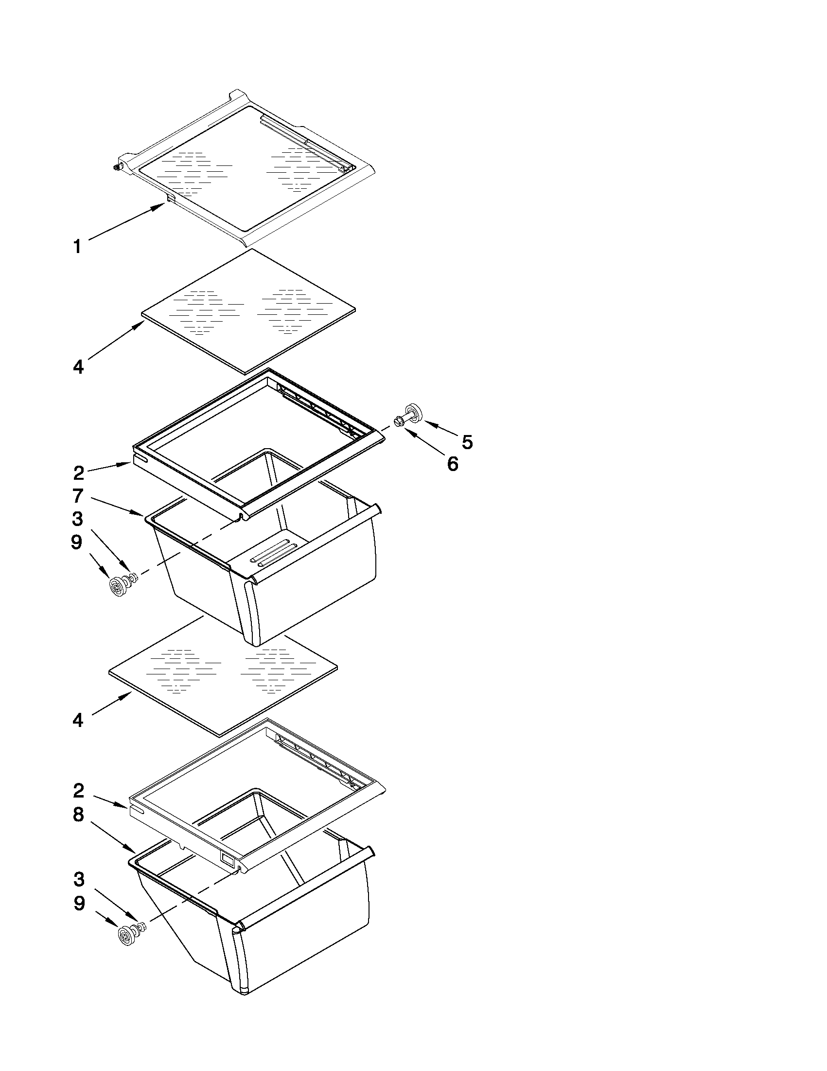 Whirlpool ED5KVEXVL03 refrigerator shelf parts diagram