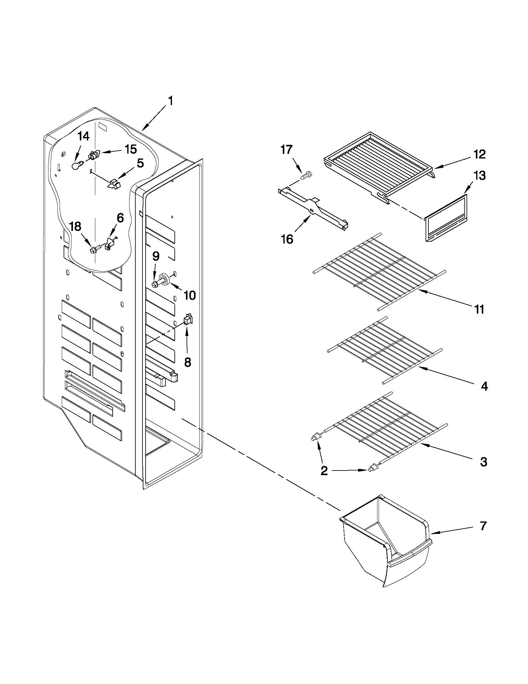 Whirlpool ED5KVEXVL03 freezer liner parts diagram