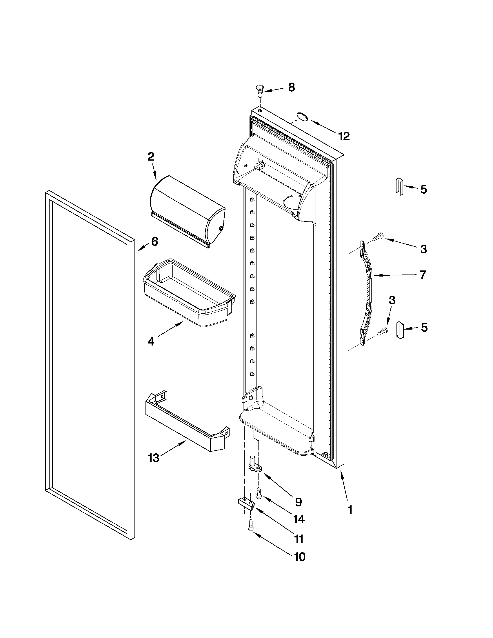 Whirlpool ED5KVEXVL03 refrigerator door parts diagram