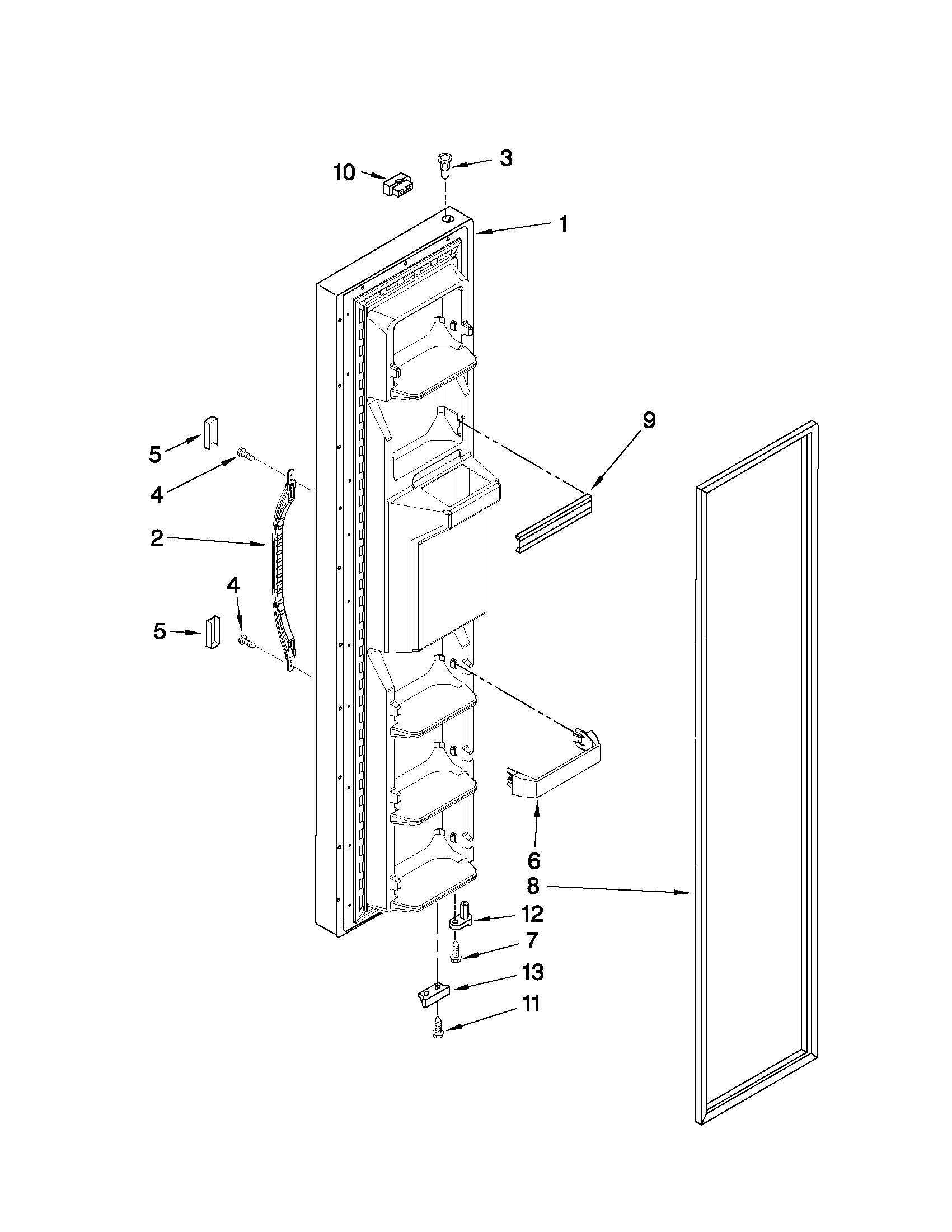 Whirlpool ED5KVEXVL03 freezer door parts diagram