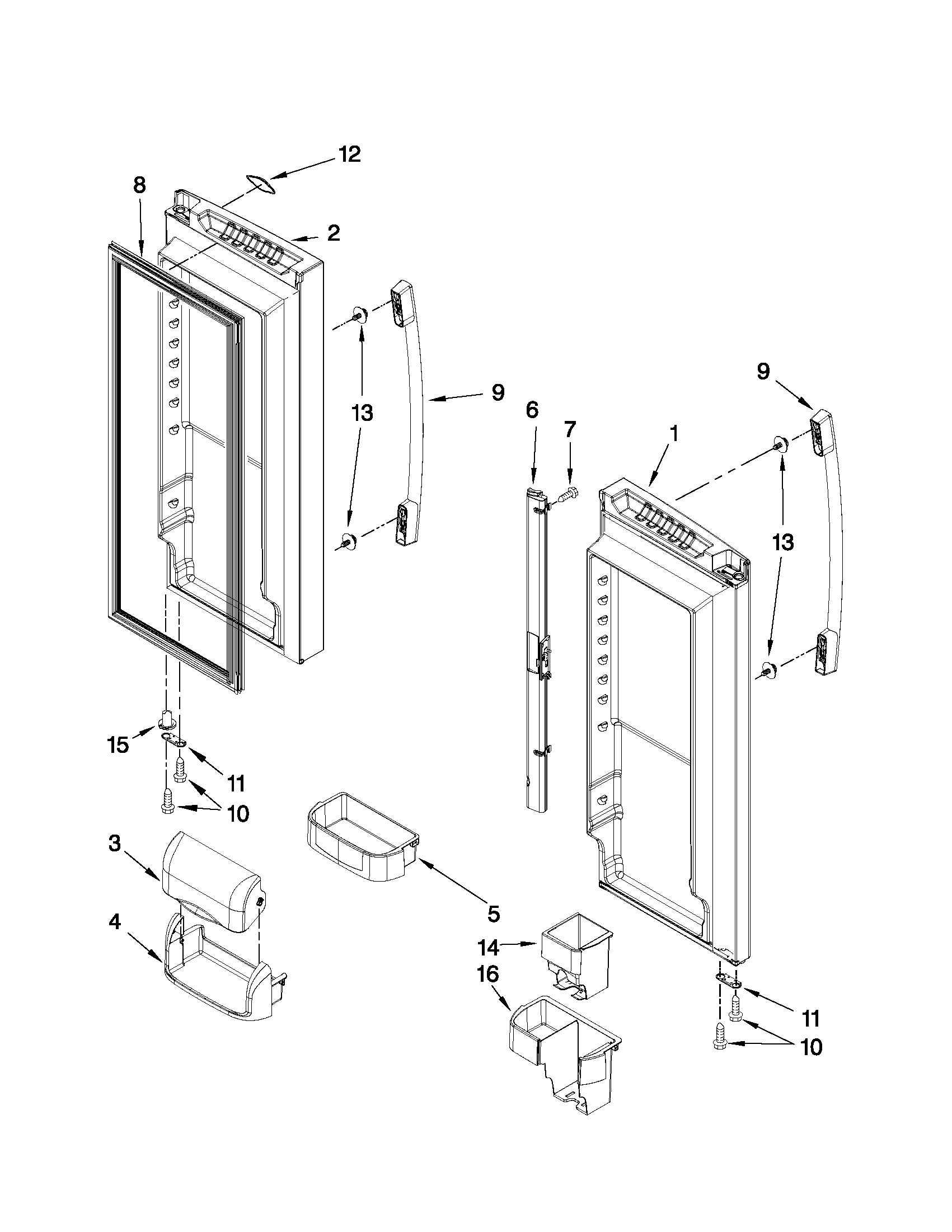 Whirlpool GX5FHDXVA04 refrigerator door parts diagram
