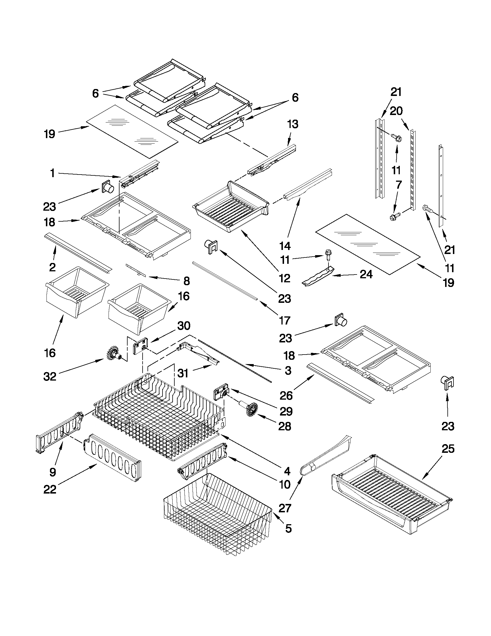 Whirlpool GX5FHDXVA04 shelf parts diagram