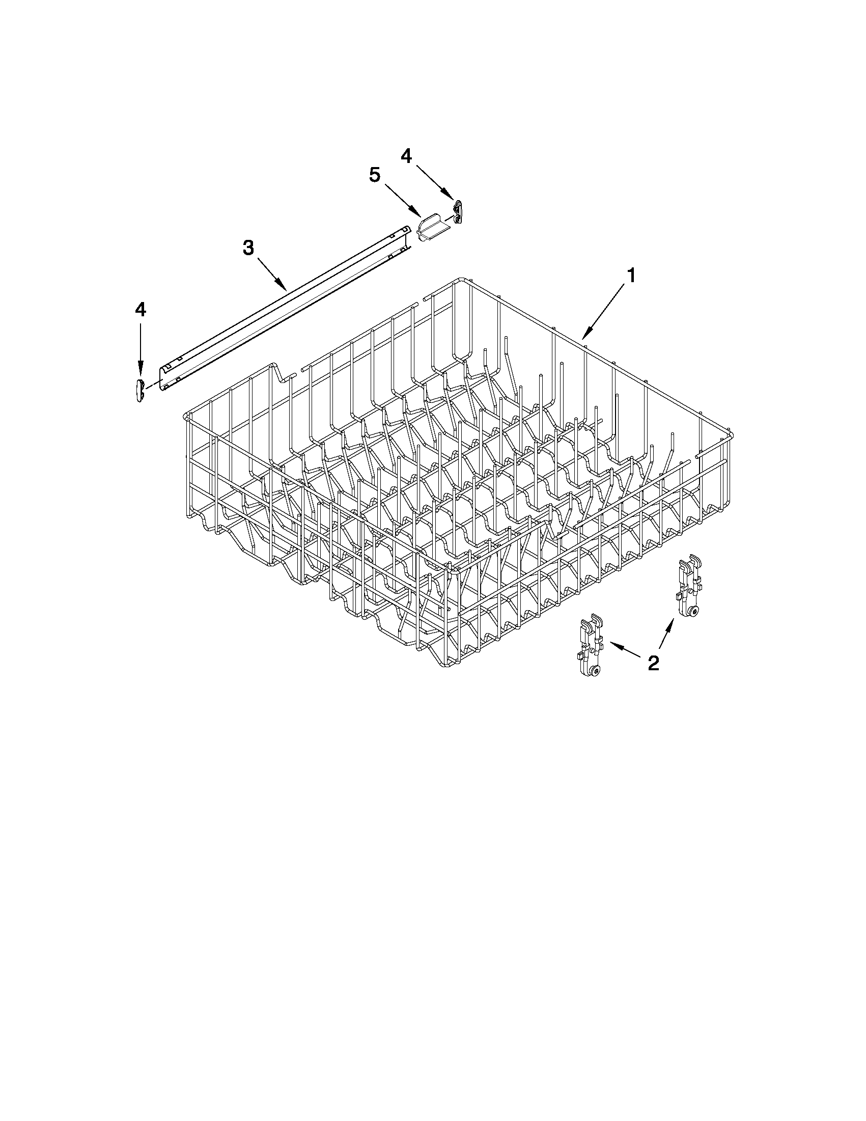 Crosley CUD6710XB3 upper rack and track parts diagram