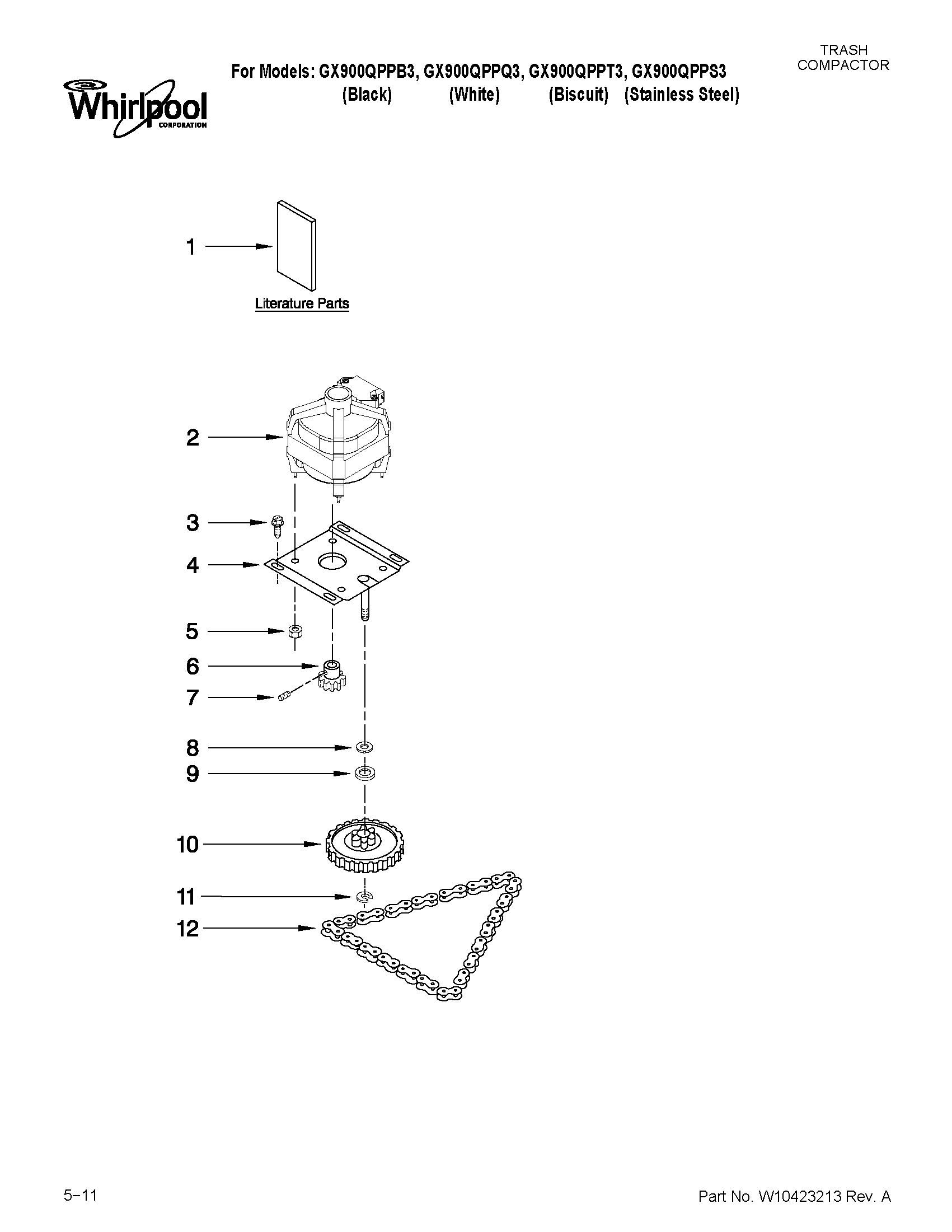 Whirlpool GX900QPPS3 motor and drive parts diagram
