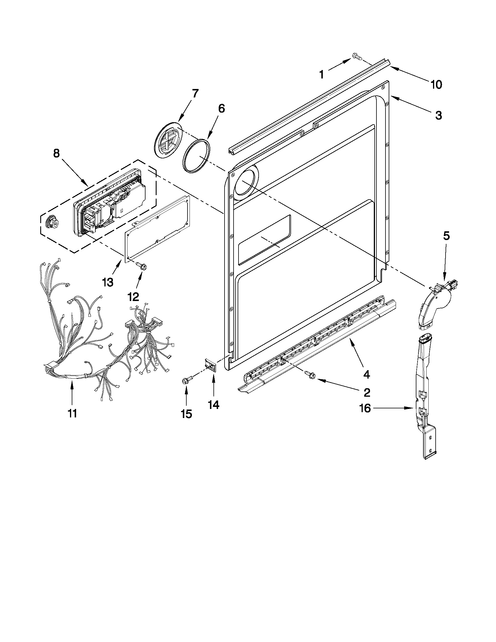 KitchenAid KUDE70FXSS2 inner door parts diagram