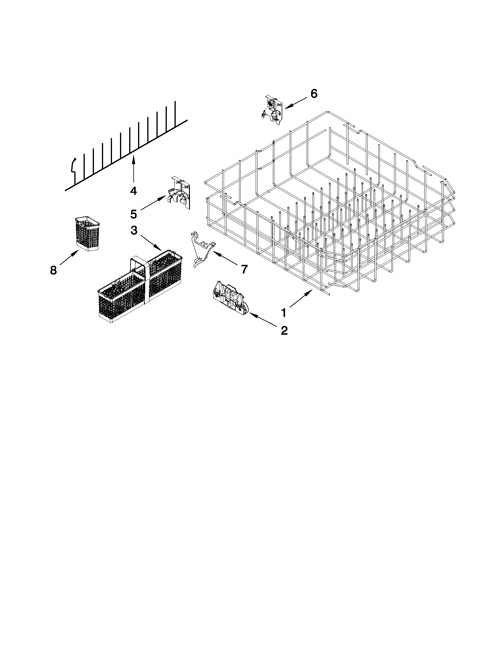 KitchenAid KUDE70FXSS2 lower rack parts diagram