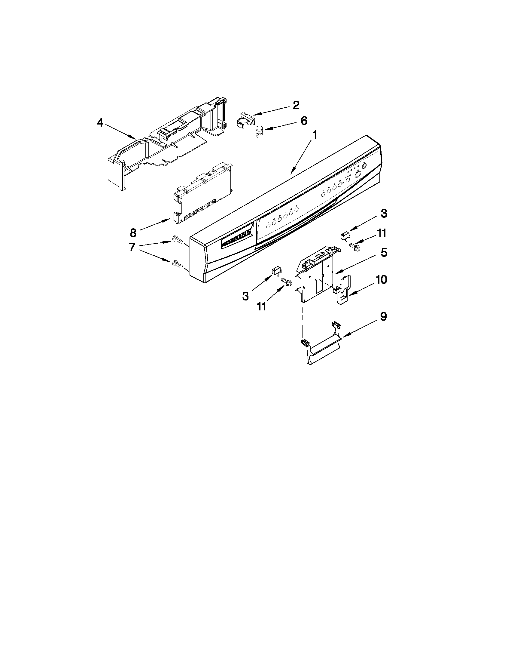 Whirlpool 7GU2300XTVS2 control panel parts diagram