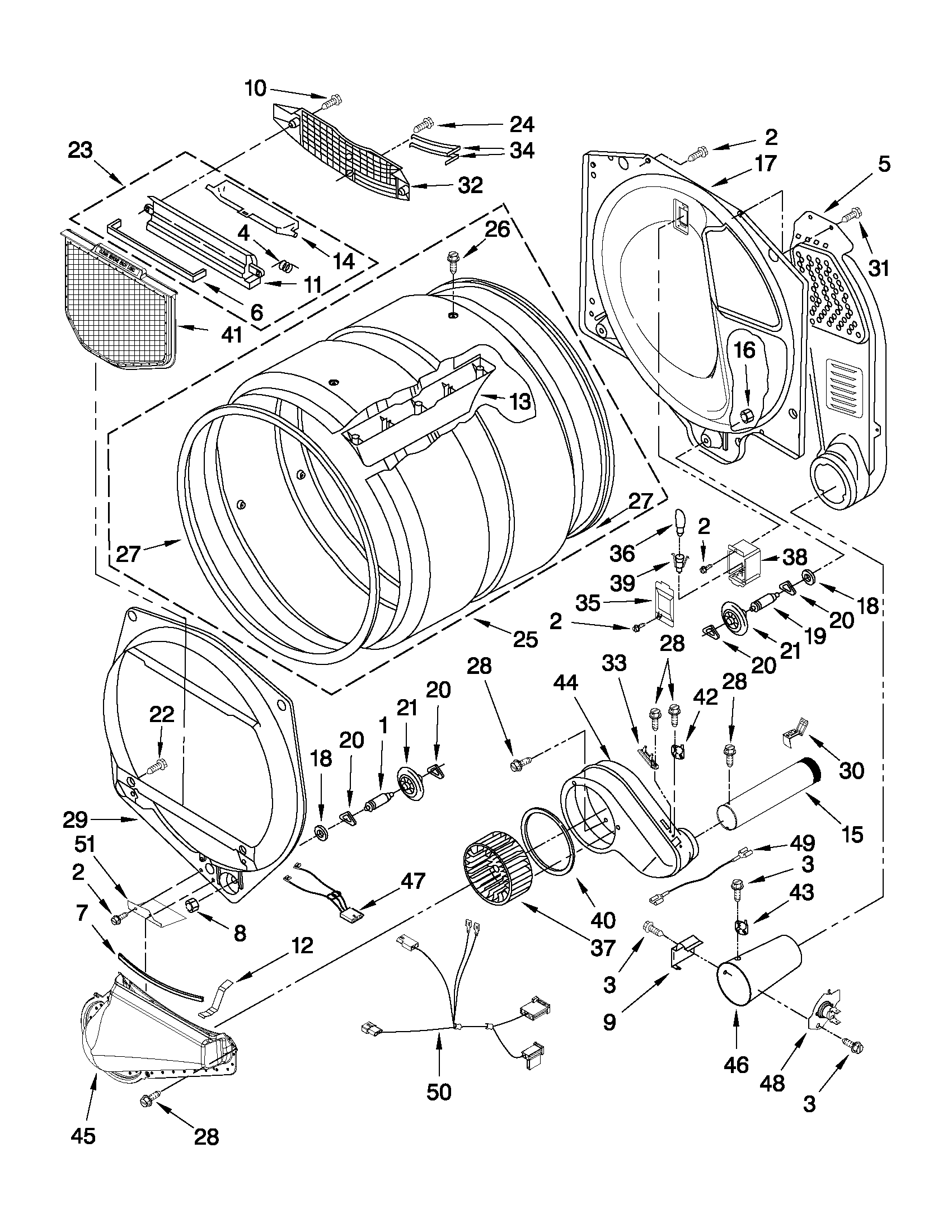 Whirlpool 7MWGD5550XW1 bulkhead parts diagram