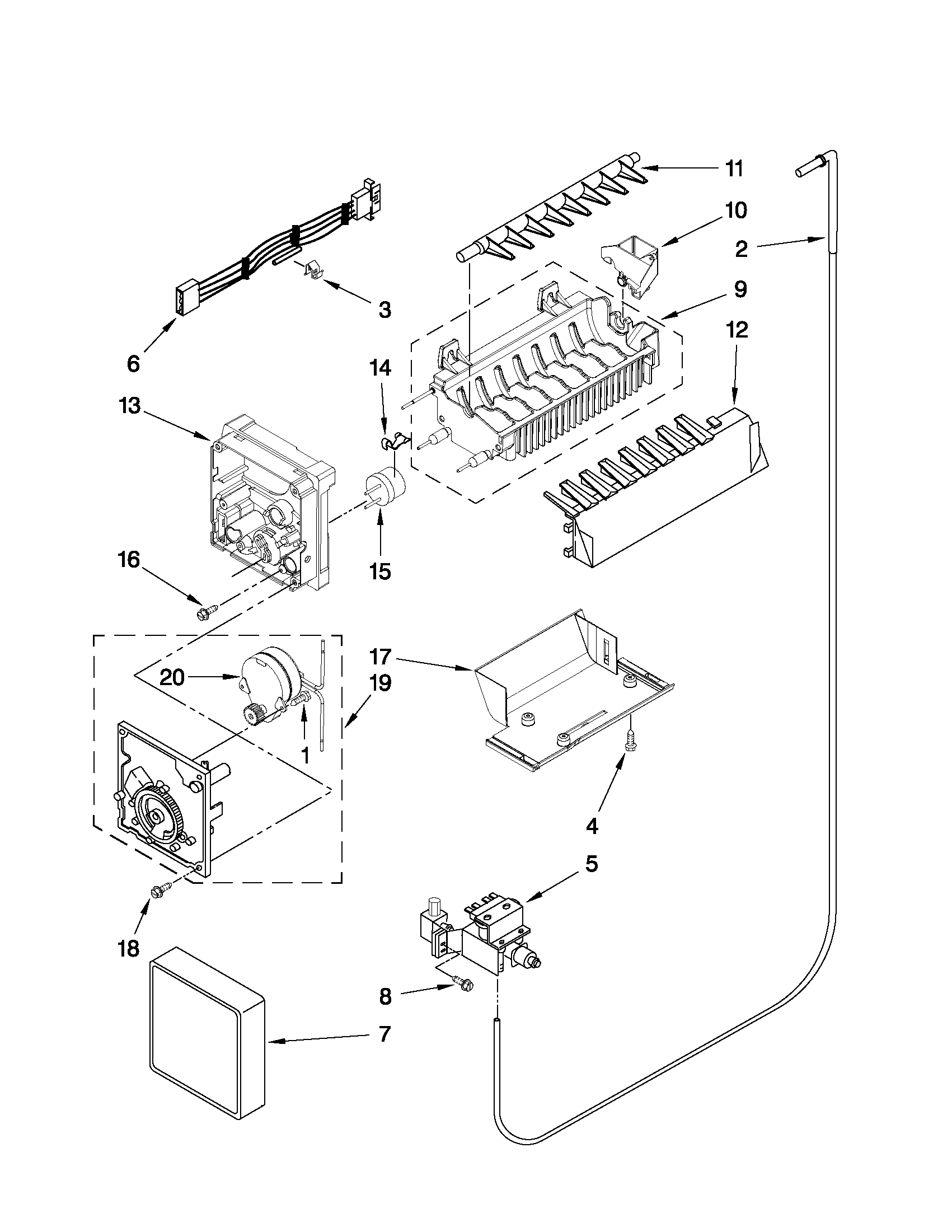 Whirlpool ED5LHAXWS06 icemaker parts diagram
