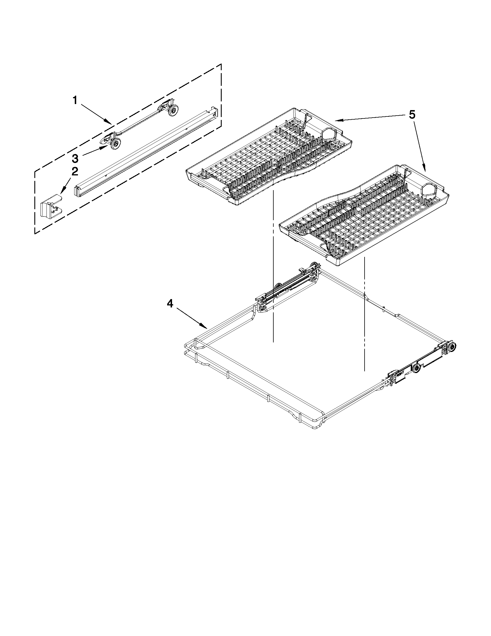 KitchenAid KUDE60FXBL2 third level rack and track parts diagram