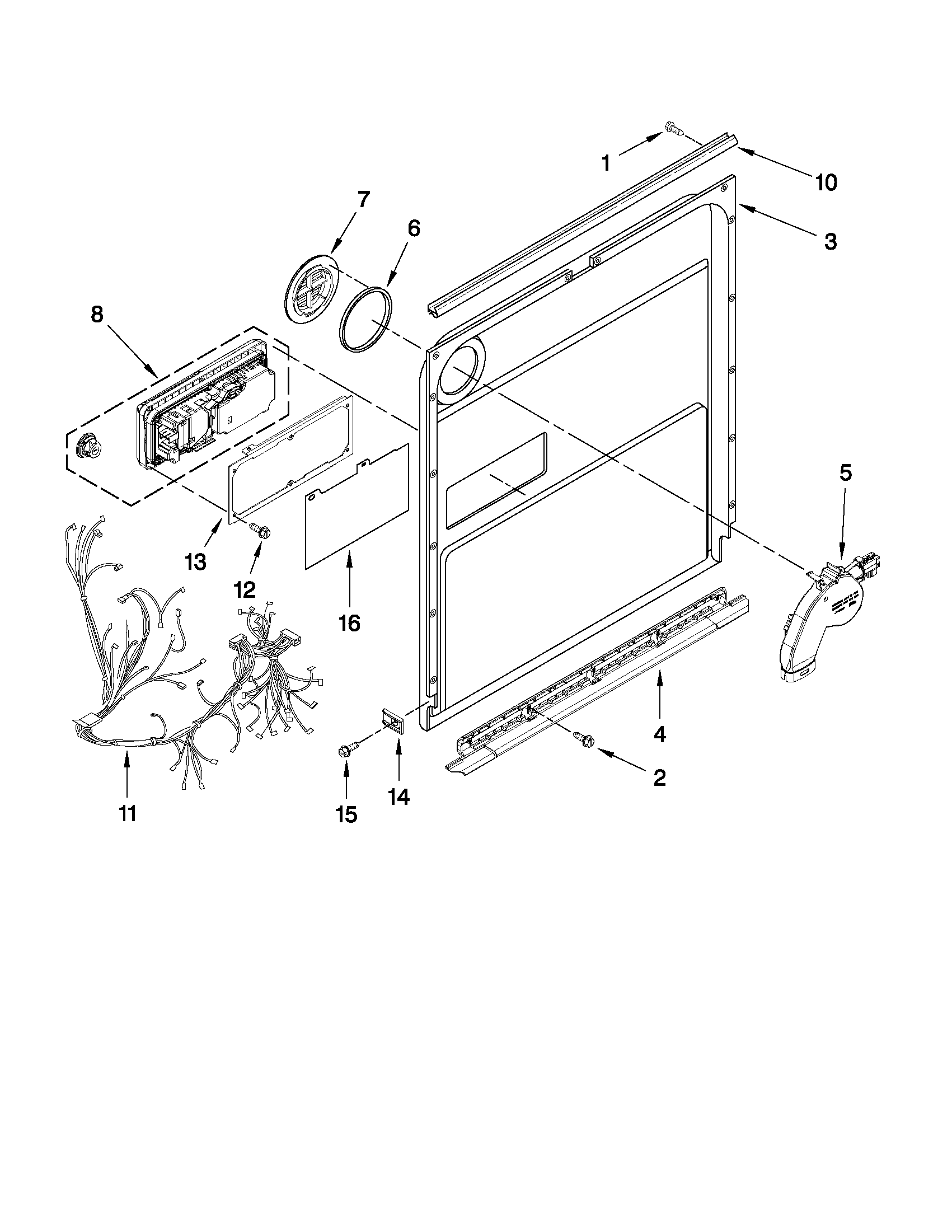 KitchenAid KUDC10IXWH3 inner door parts diagram