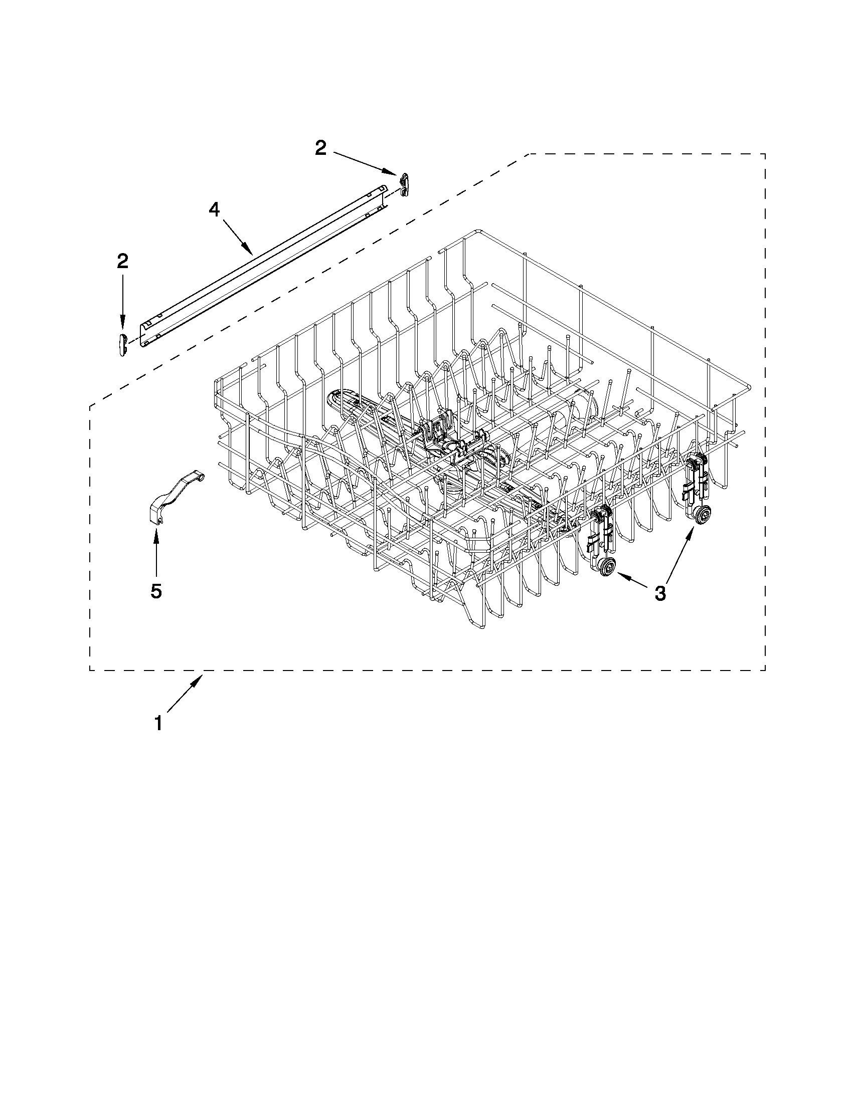 Whirlpool GU3000XTXQ3 upper rack and track parts diagram