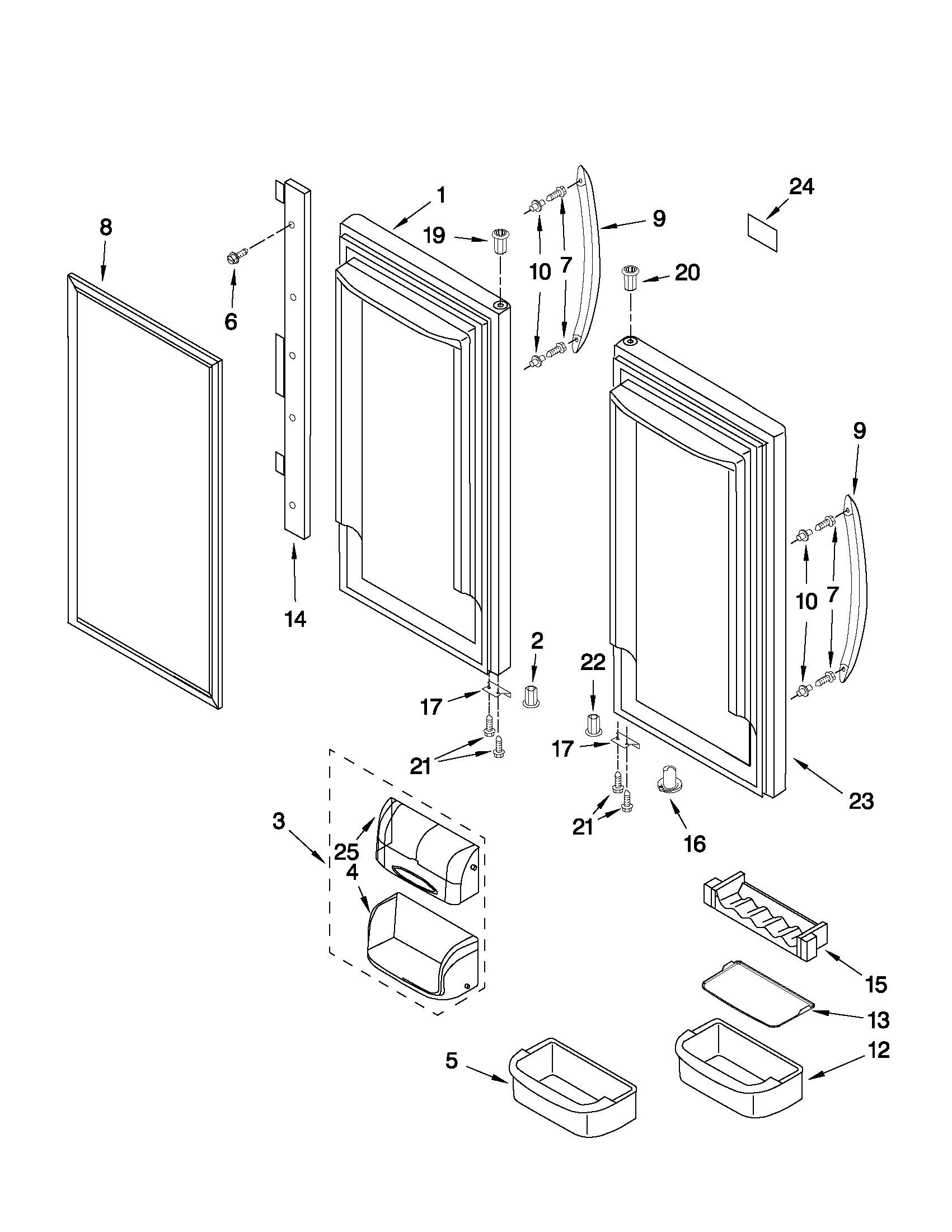 KitchenAid KBFS20EVMS7 refrigerator door parts diagram