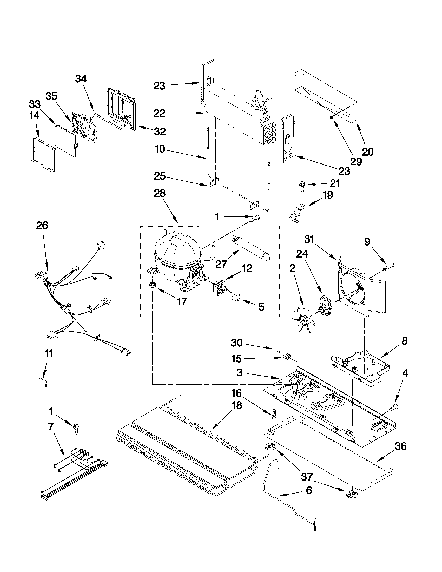 KitchenAid KBFS20EVMS7 unit parts diagram