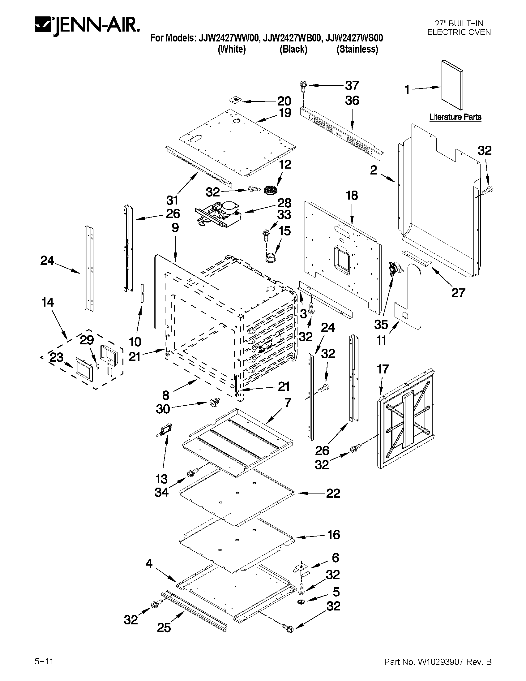 Jenn-Air JJW2427WS00 oven parts diagram