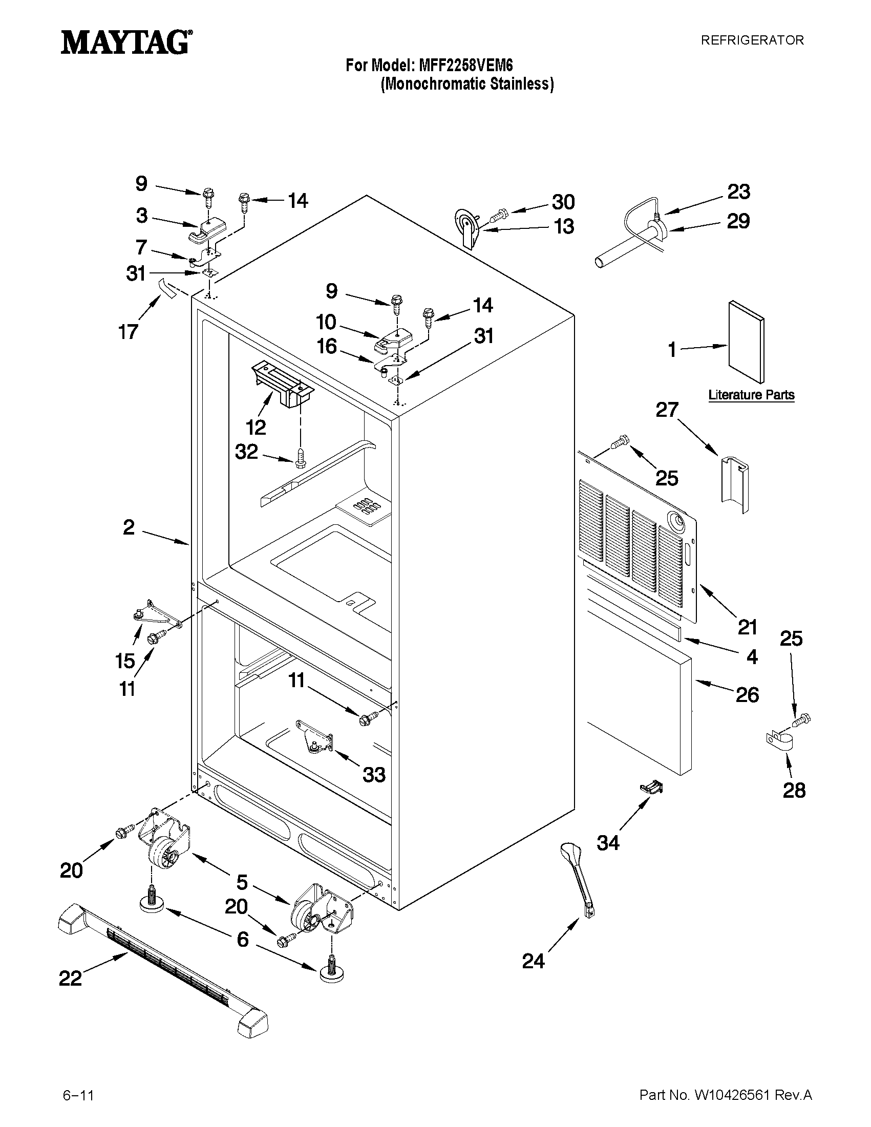 Maytag MFF2258VEM6 cabinet parts diagram